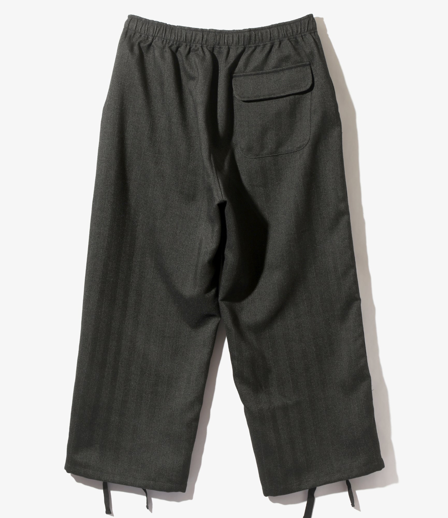 String Cuff Balloon Pant - Black - Poly Herringbone