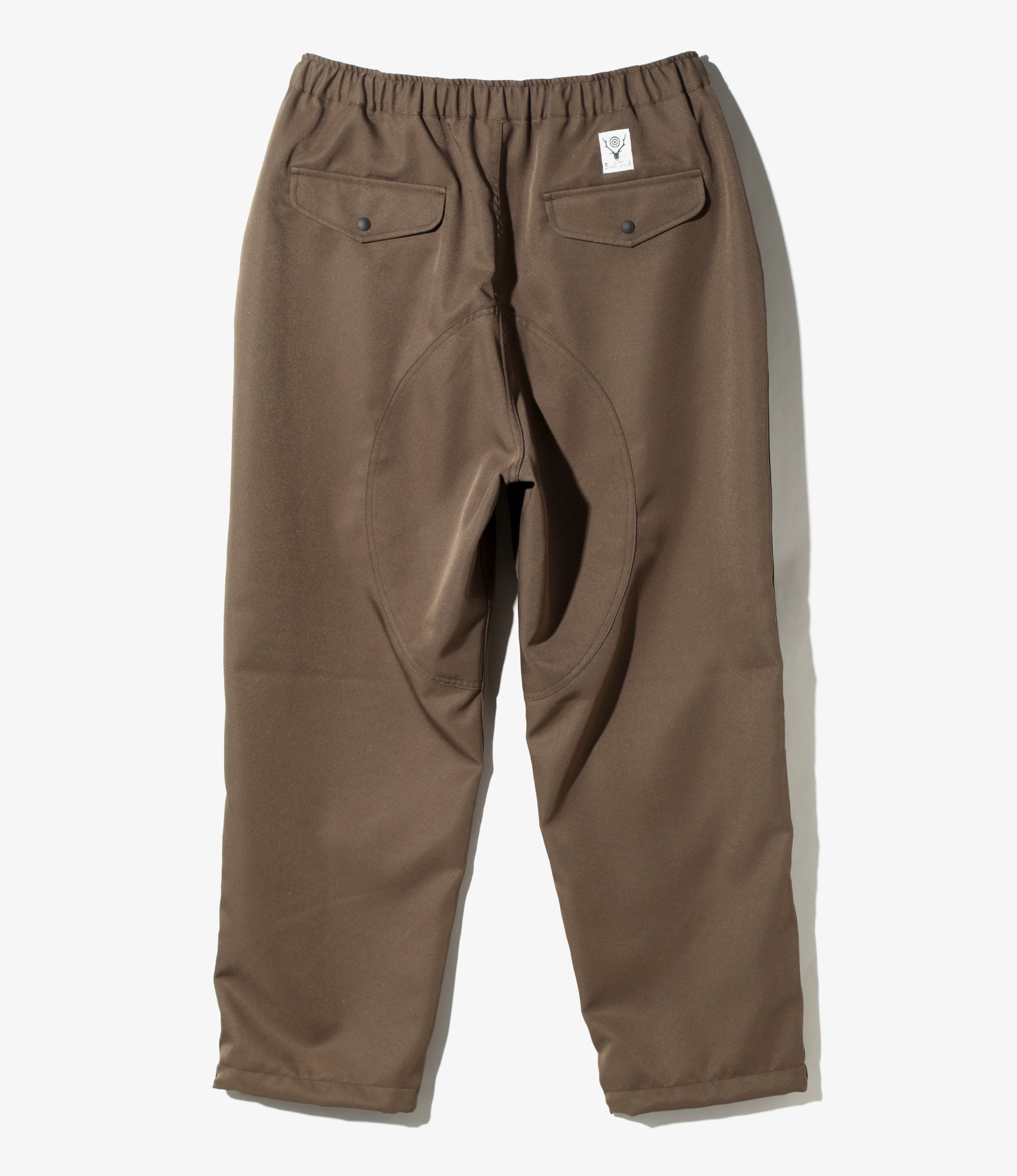 Belted Double Knee Pant - Brown - Poly Twill