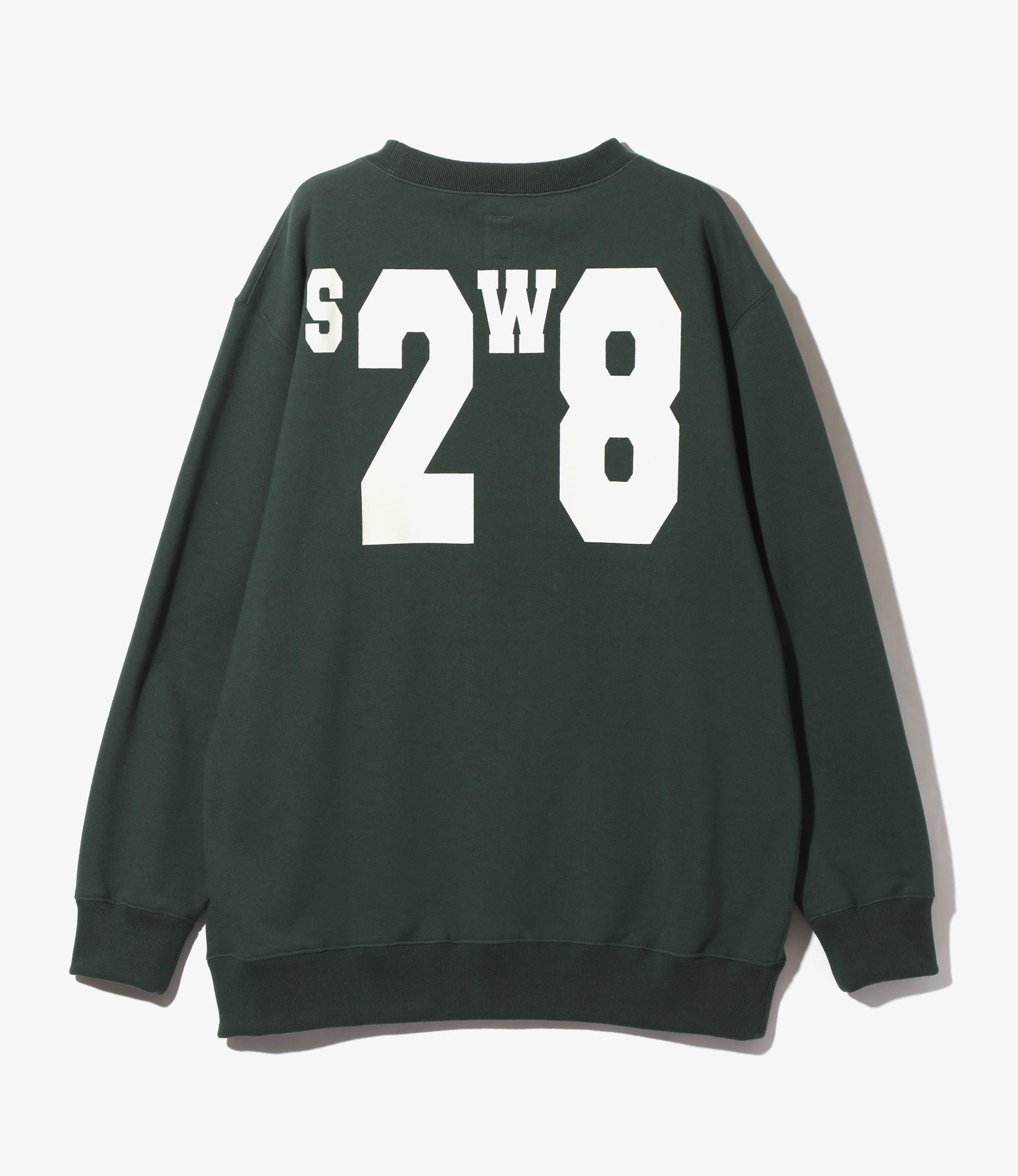 Crew Neck Sweat Shirt - Green - Cotton French Terry