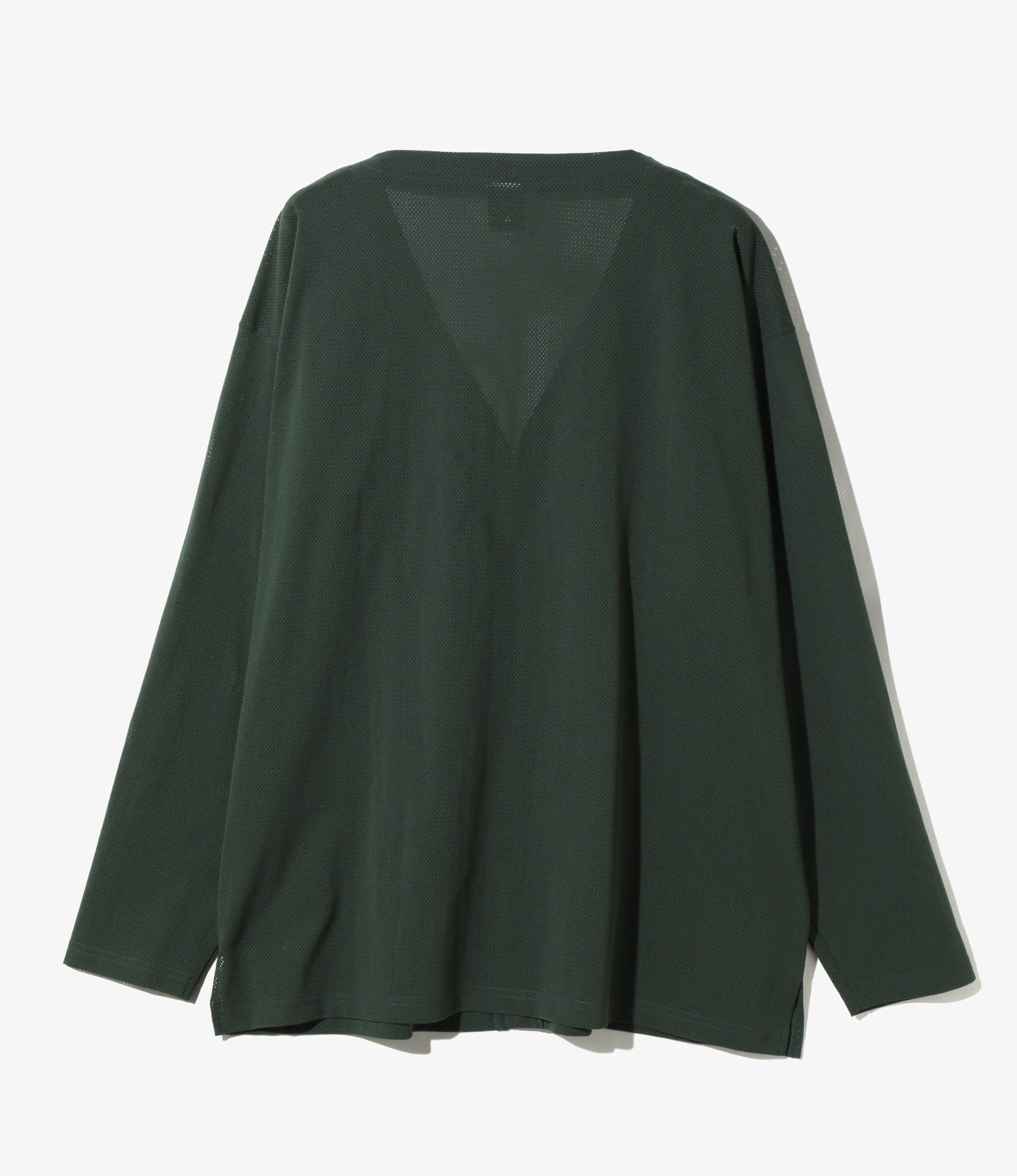 V-Neck Cardigan - Dk. Green - Knit Mesh