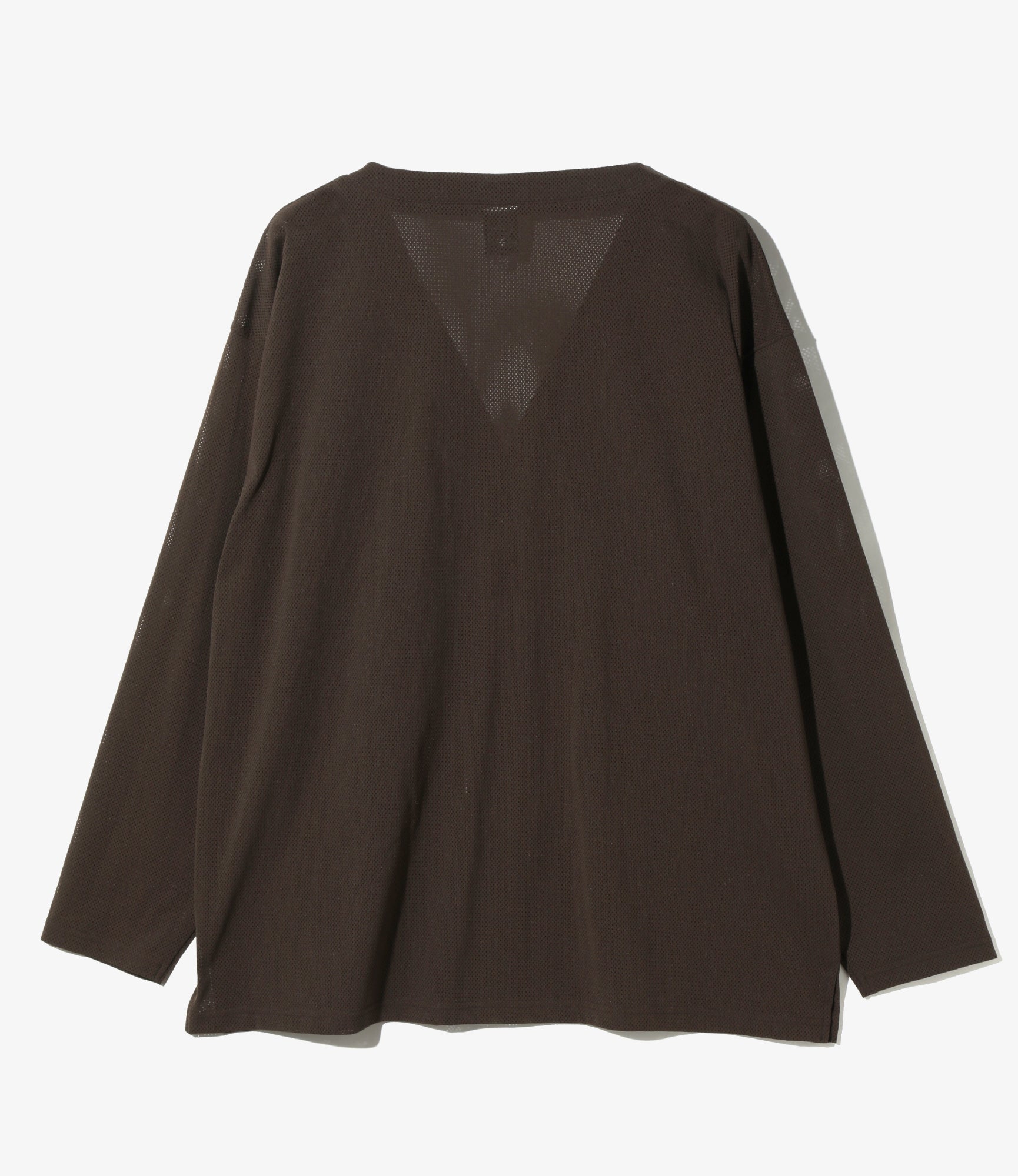 V-Neck Cardigan - Dk. Brown - Knit Mesh