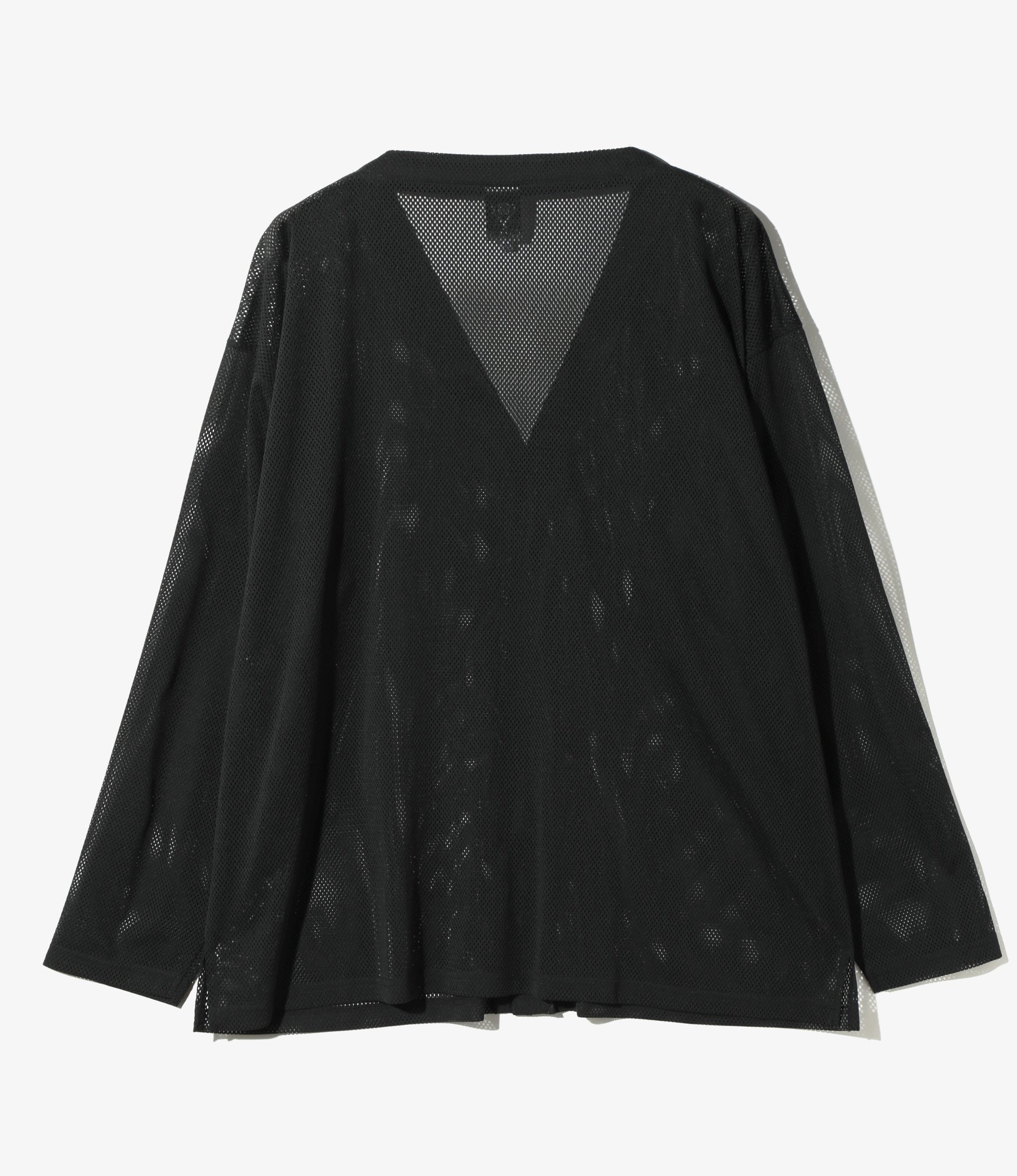 V-Neck Cardigan - Black - Knit Mesh