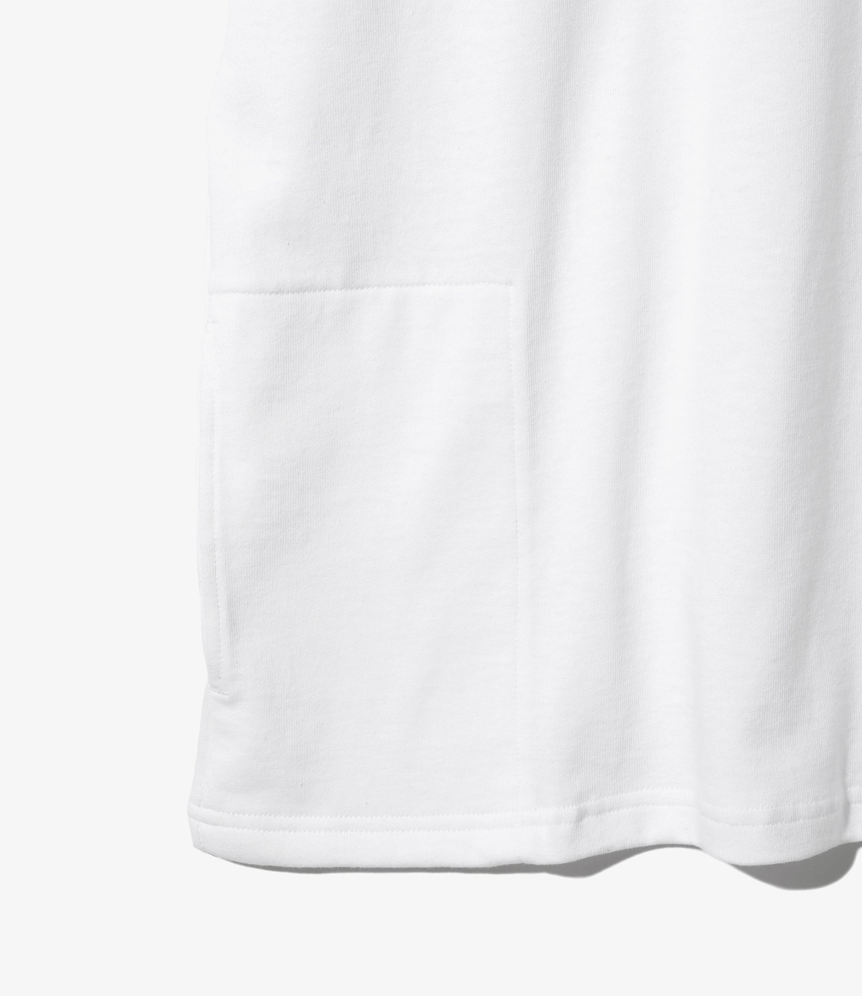 Mock Neck L/S Tee - White Cotton Jersey