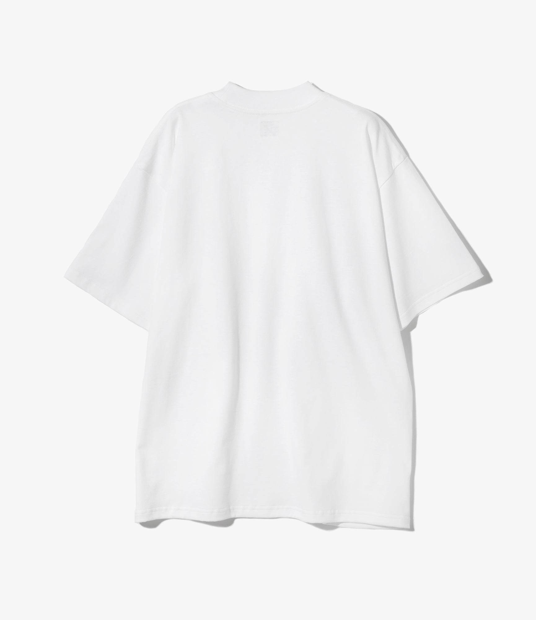 Mock Neck S/S Tee - White Cotton Jersey