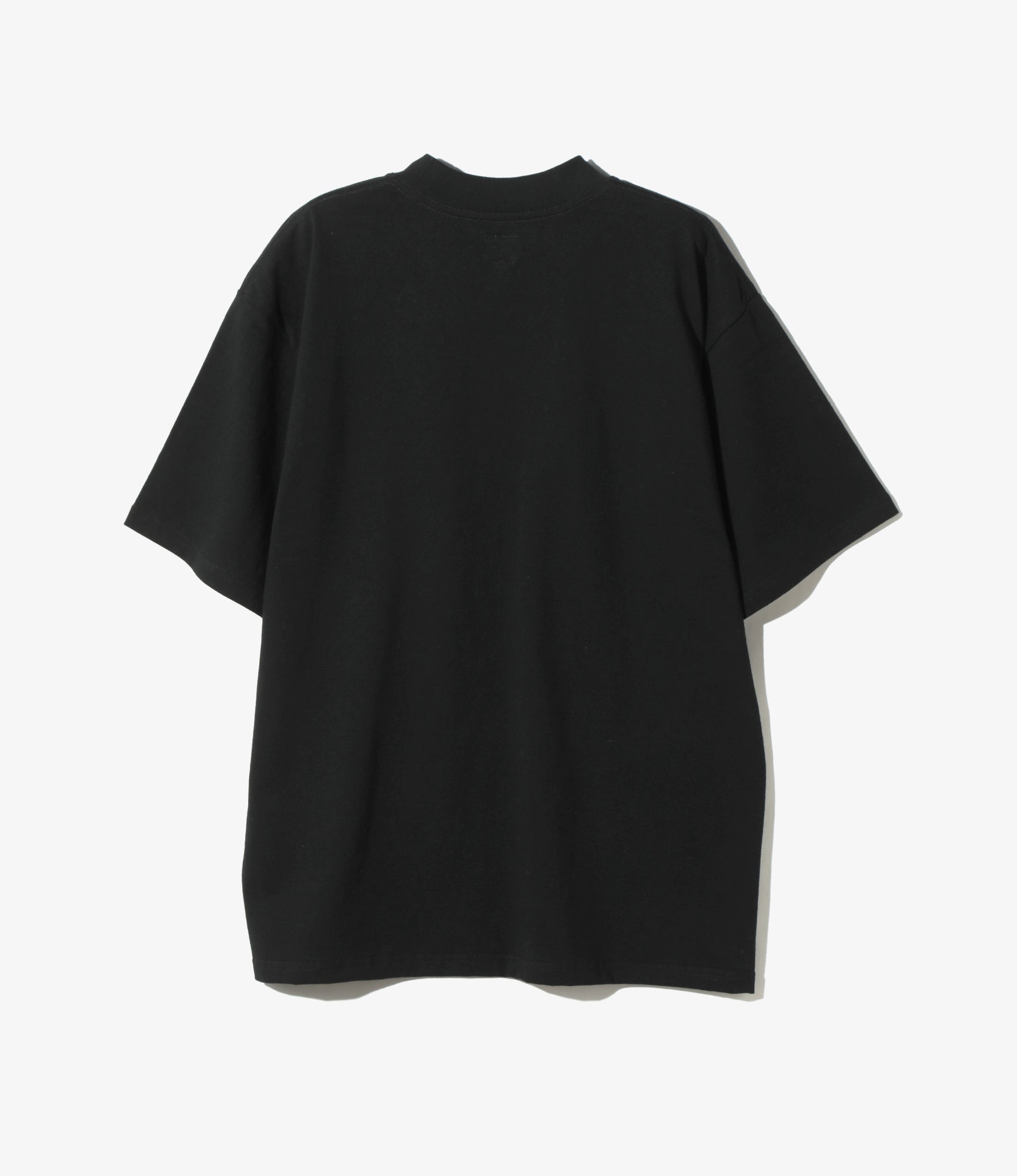 Mock Neck S/S Tee - Black Cotton Jersey