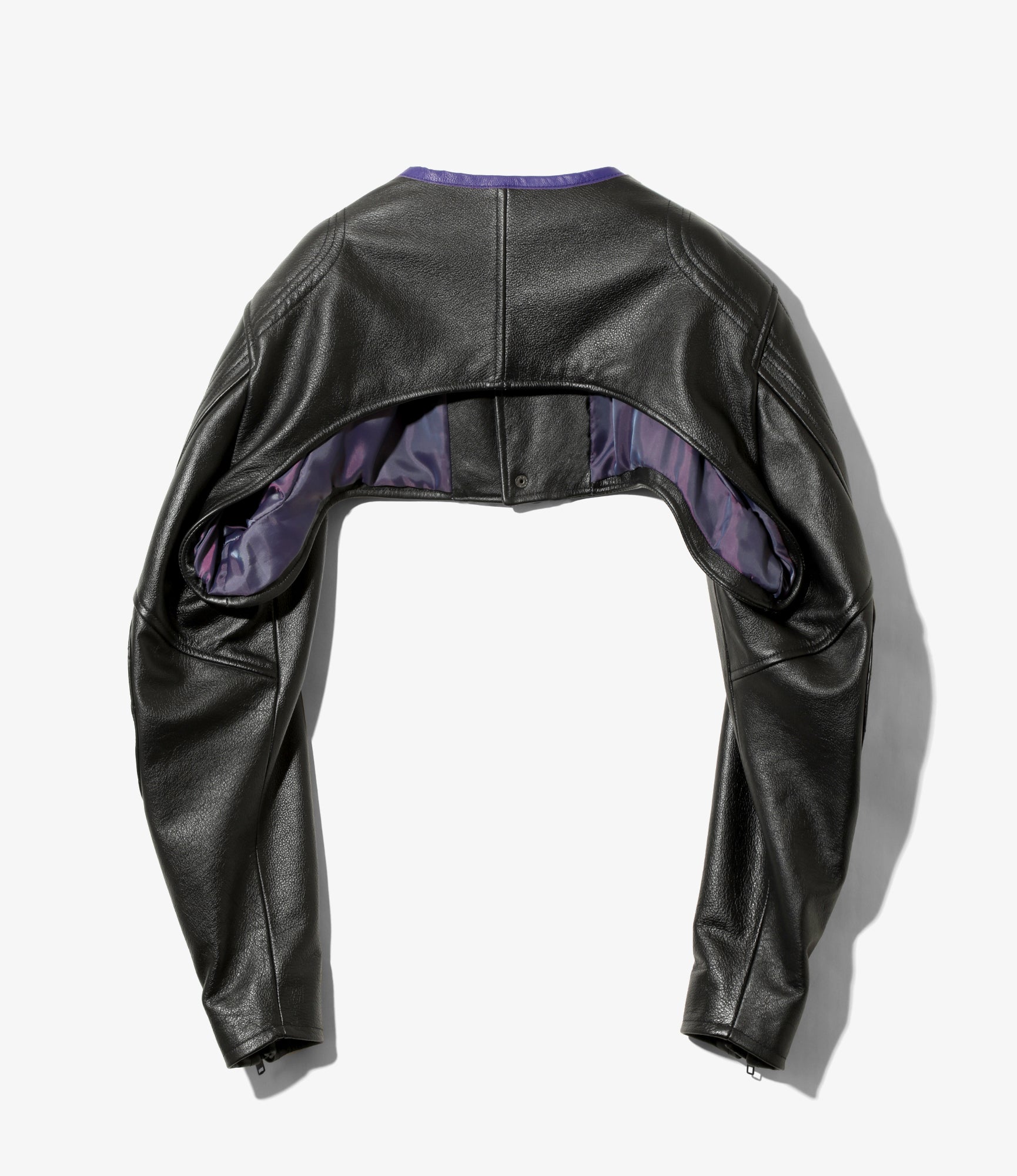 Motor Cycle Sleeves Jacket - Black - Cowhide Leather