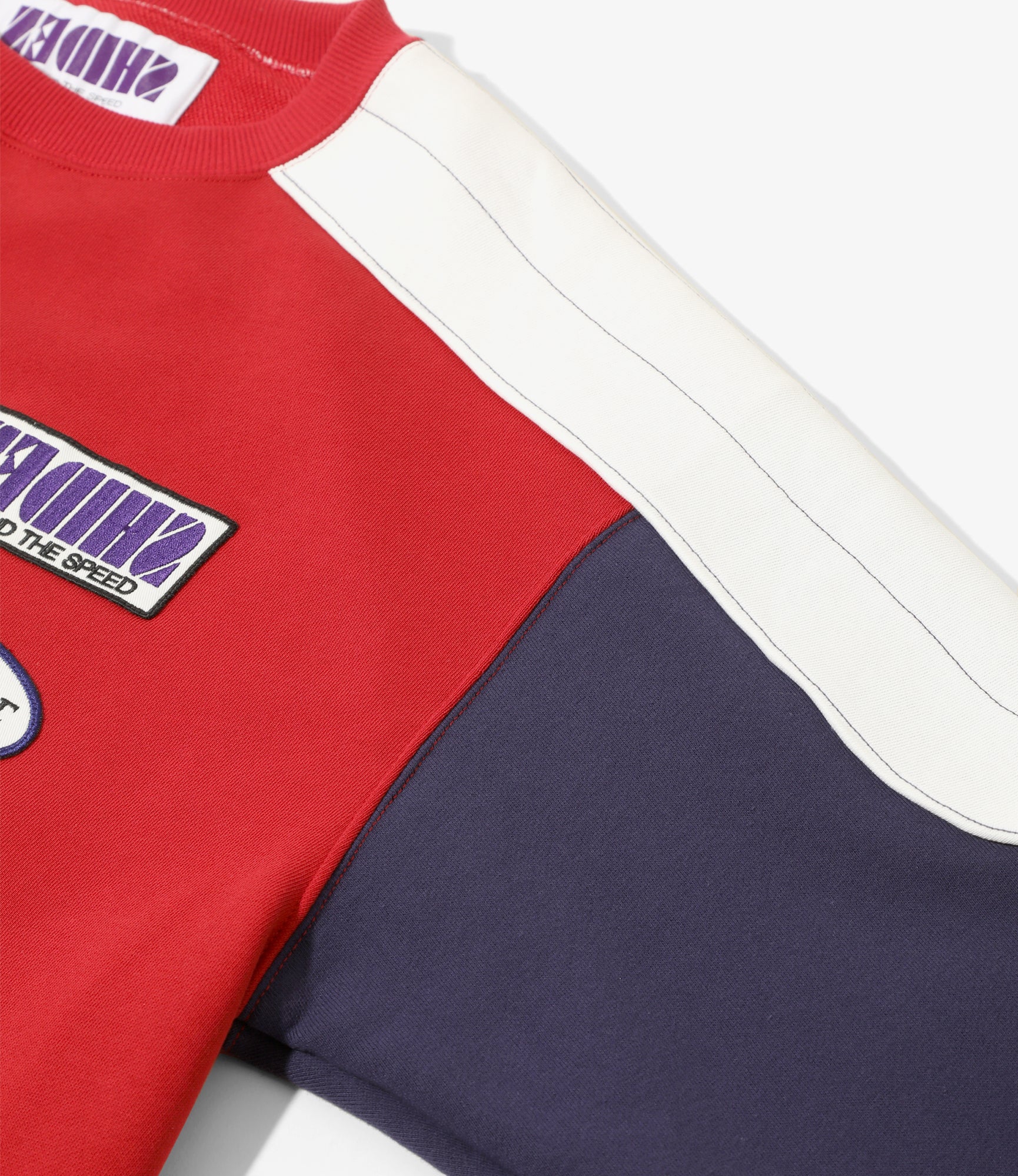 Motor Cycle Sweat Shirt - Red/Eggplant/White - C/PE Pile Jersey