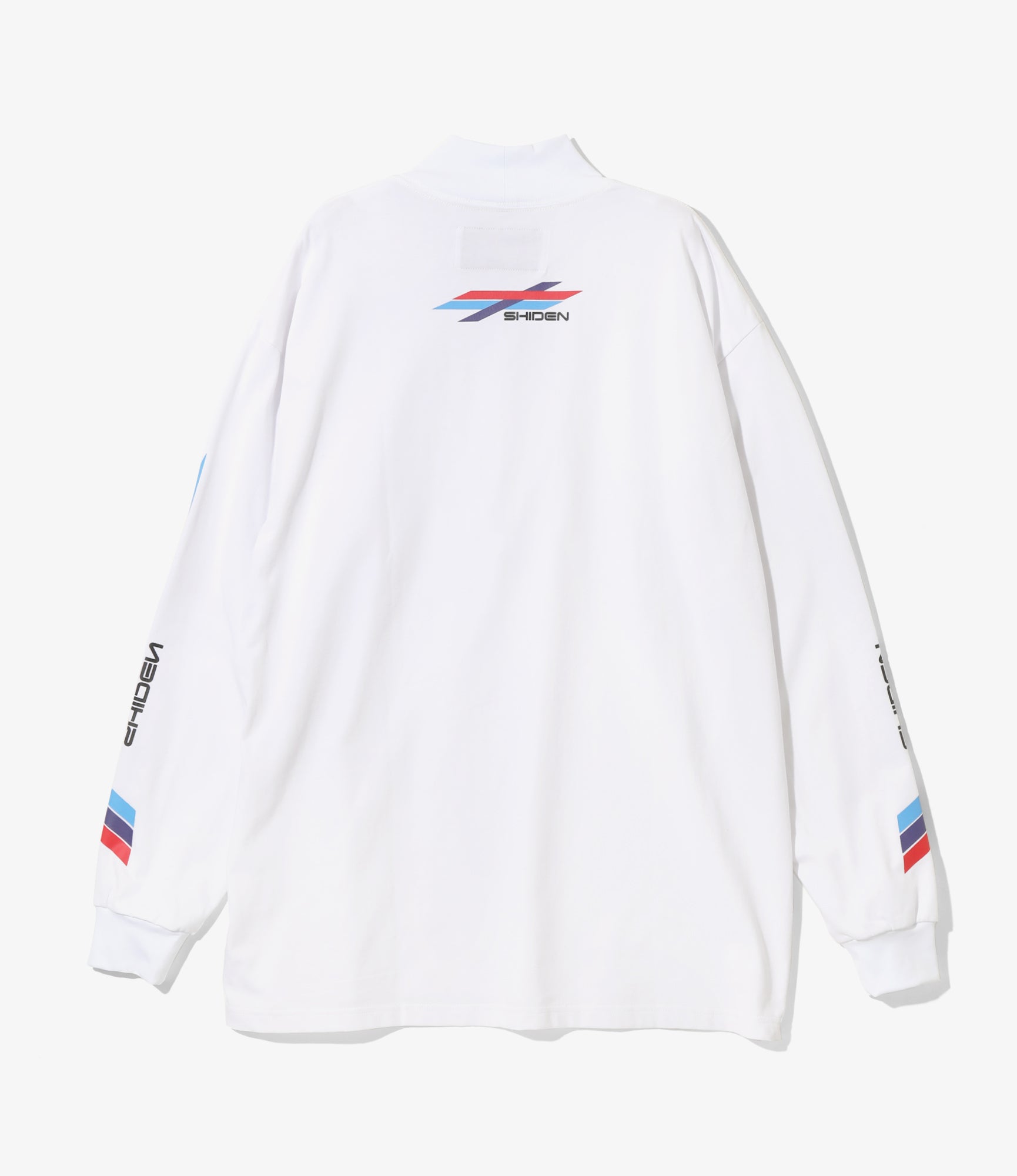 L/S High Neck Tee - White - Cotton Jersey / Shiden