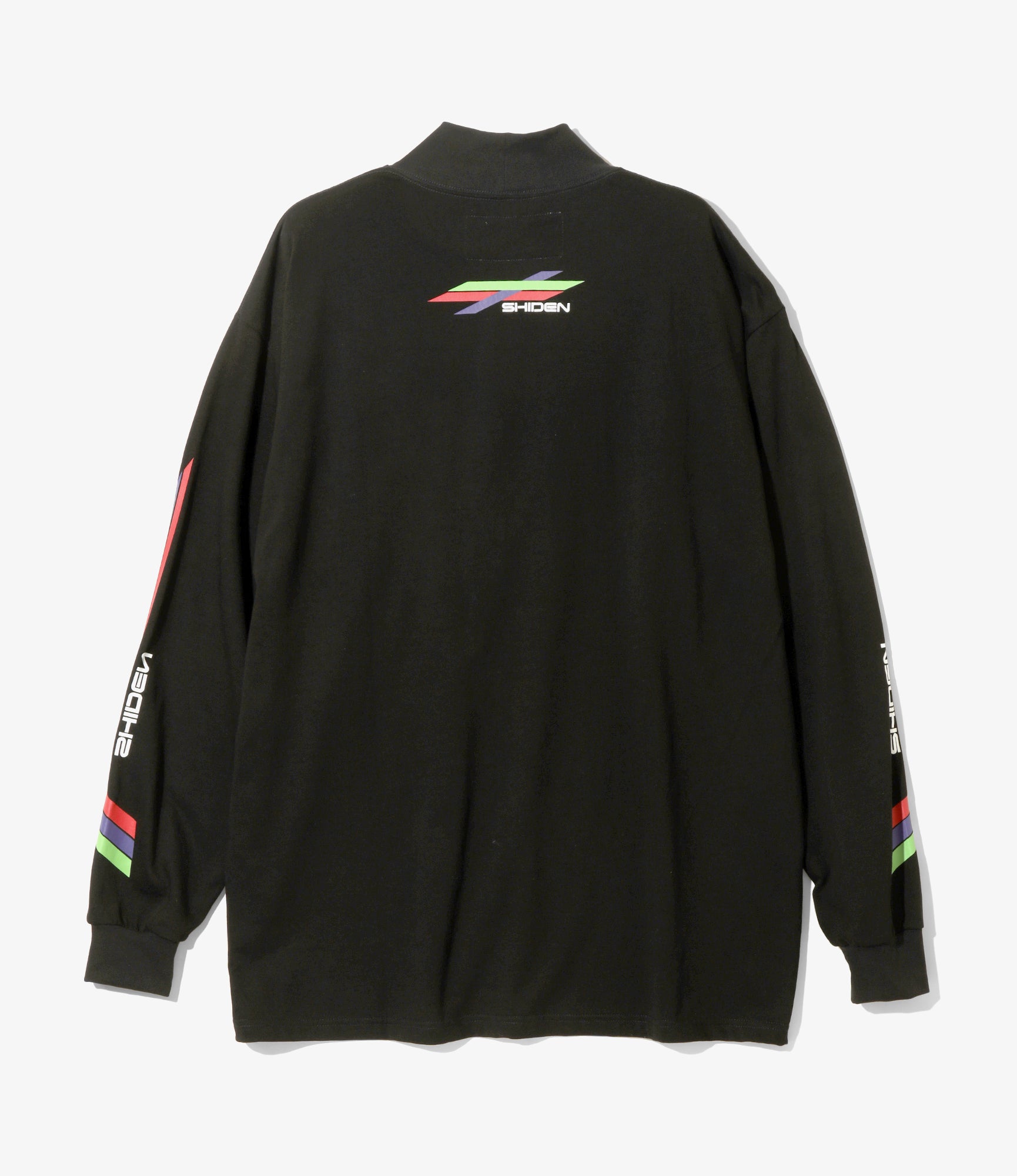 L/S High Neck Tee - Black - Cotton Jersey / Shiden