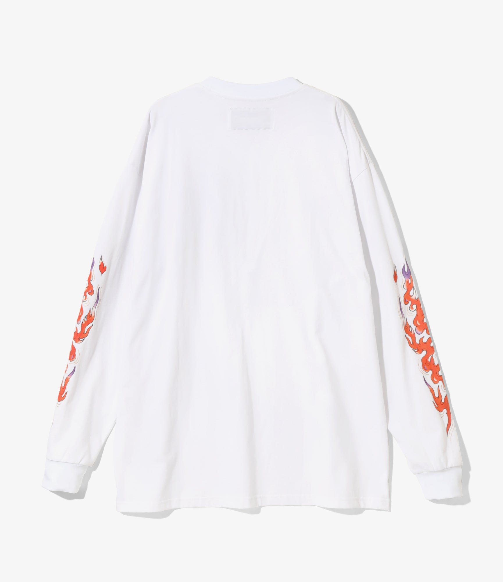 L/S Crew Neck Tee - White - Cotton Jersey / Tiger