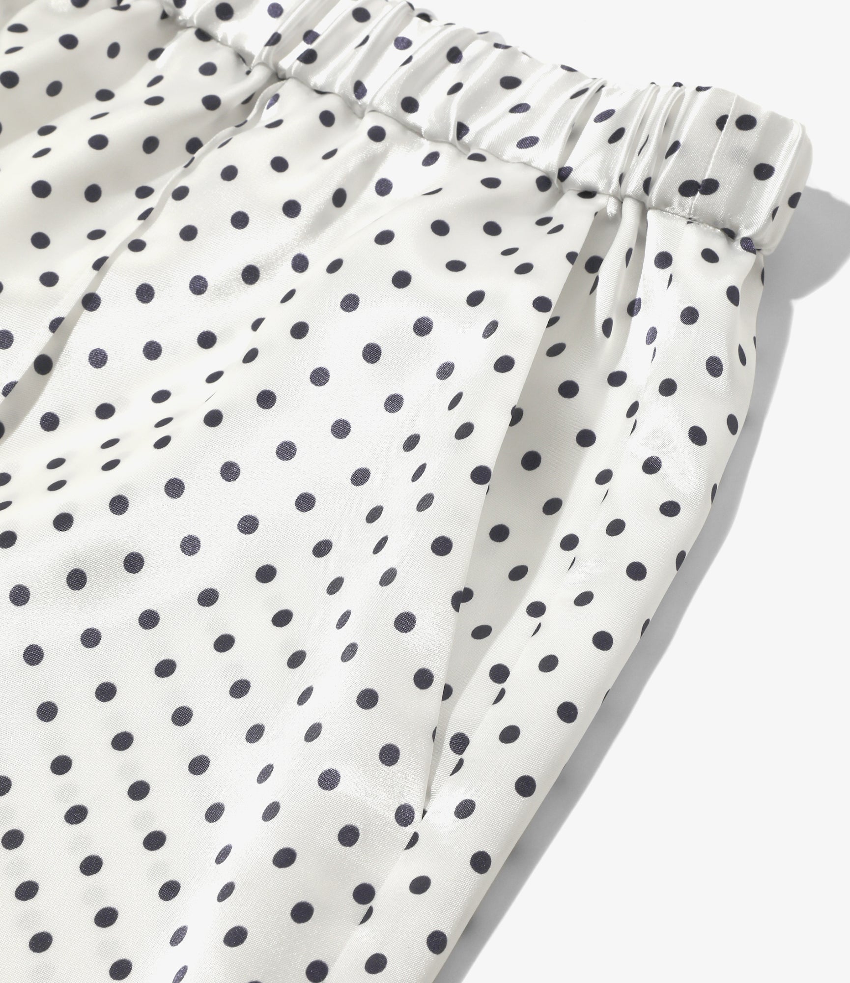 Pin Tuck Flare Pants - White - Polka Dots Sateen