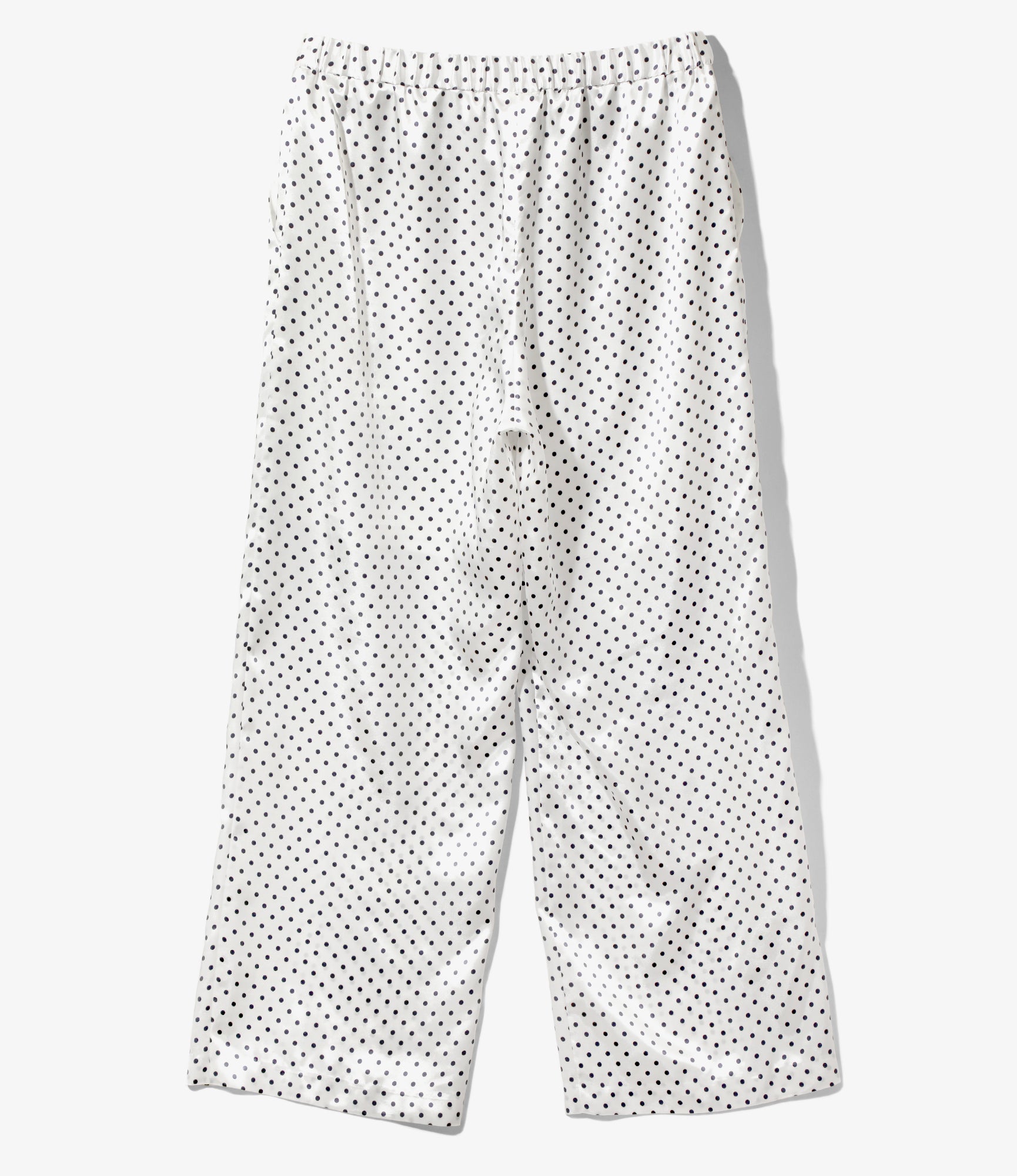 Pin Tuck Flare Pants - White - Polka Dots Sateen