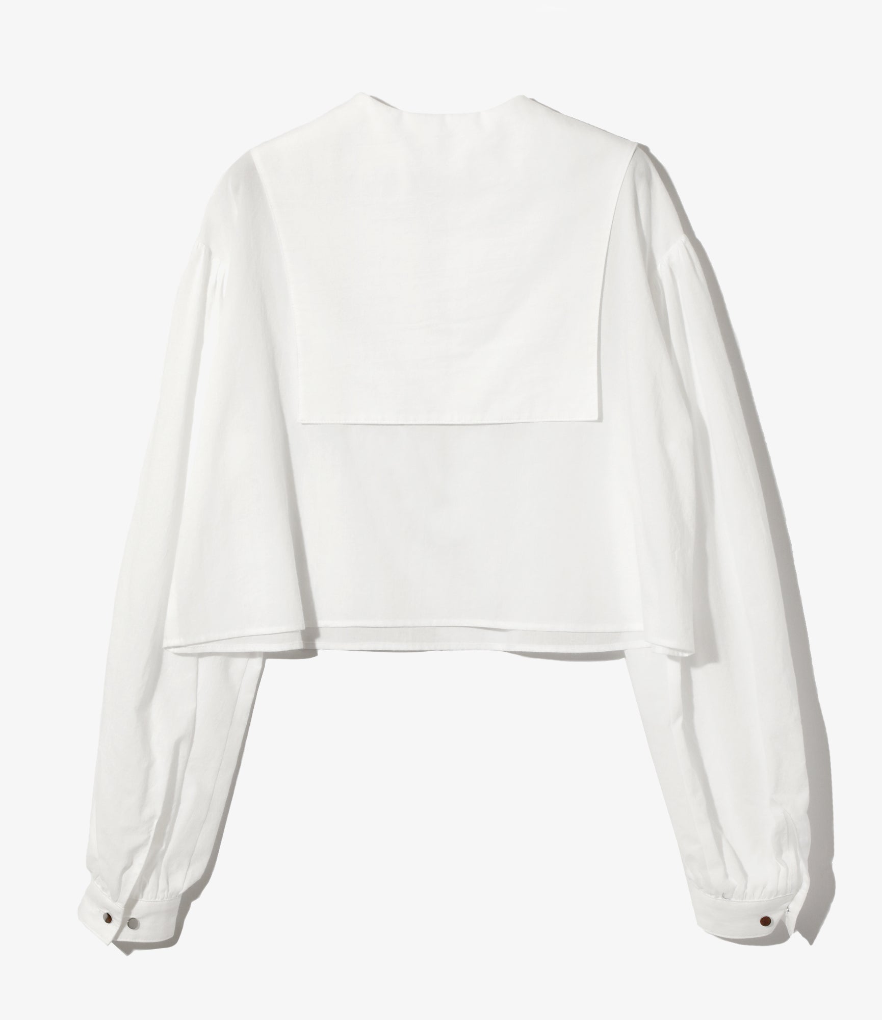 Sailor Collar Spencer Shirt - Off White - Lawn