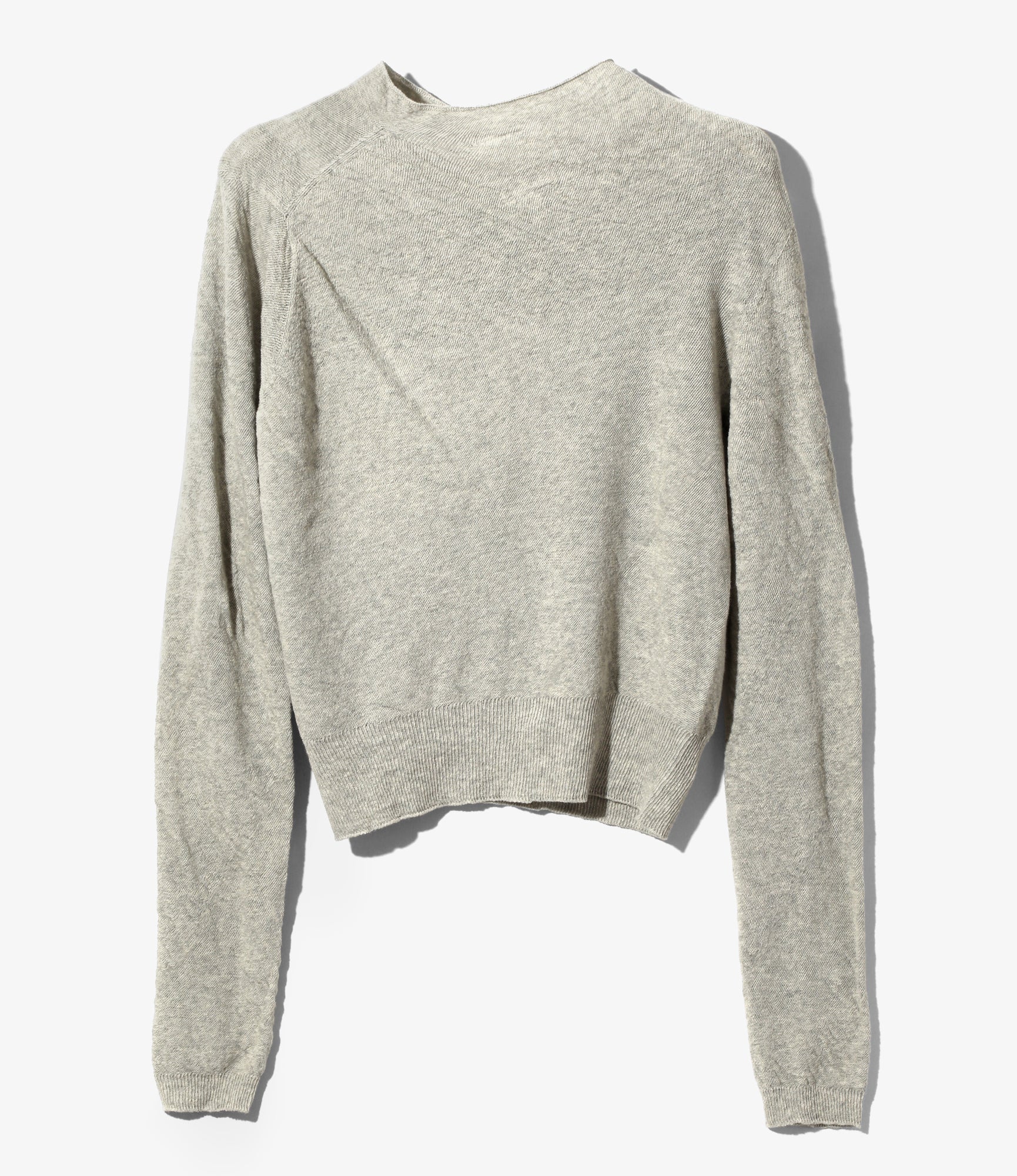 Mock Neck Sheer Sweater - H. Grey