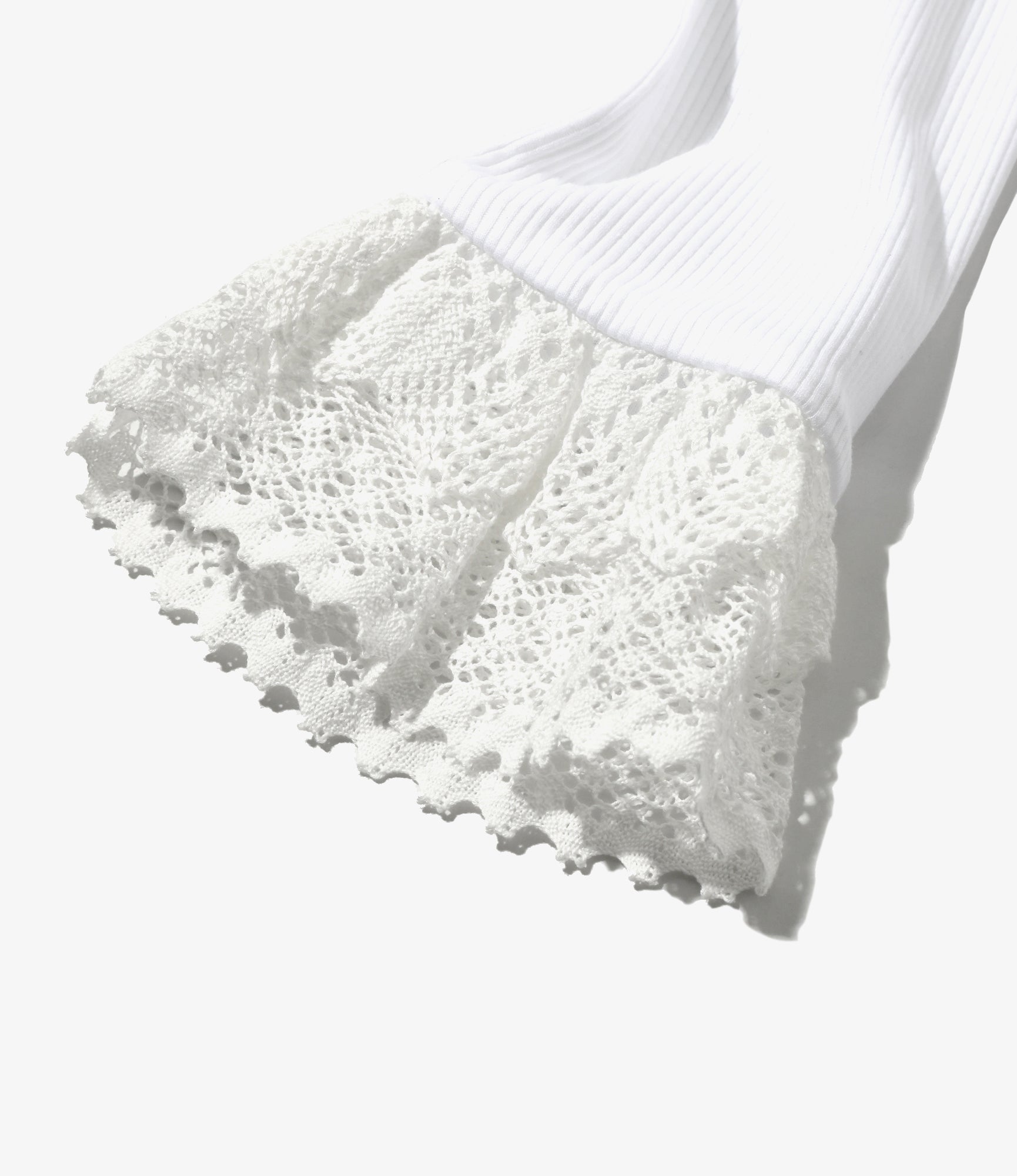 Ribbed Race Cuff Pullover Tee - White
