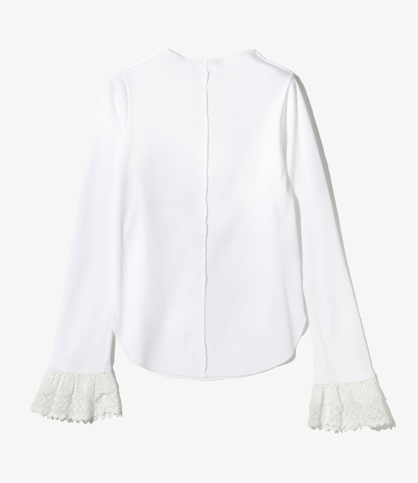 Ribbed Race Cuff Pullover Tee - White