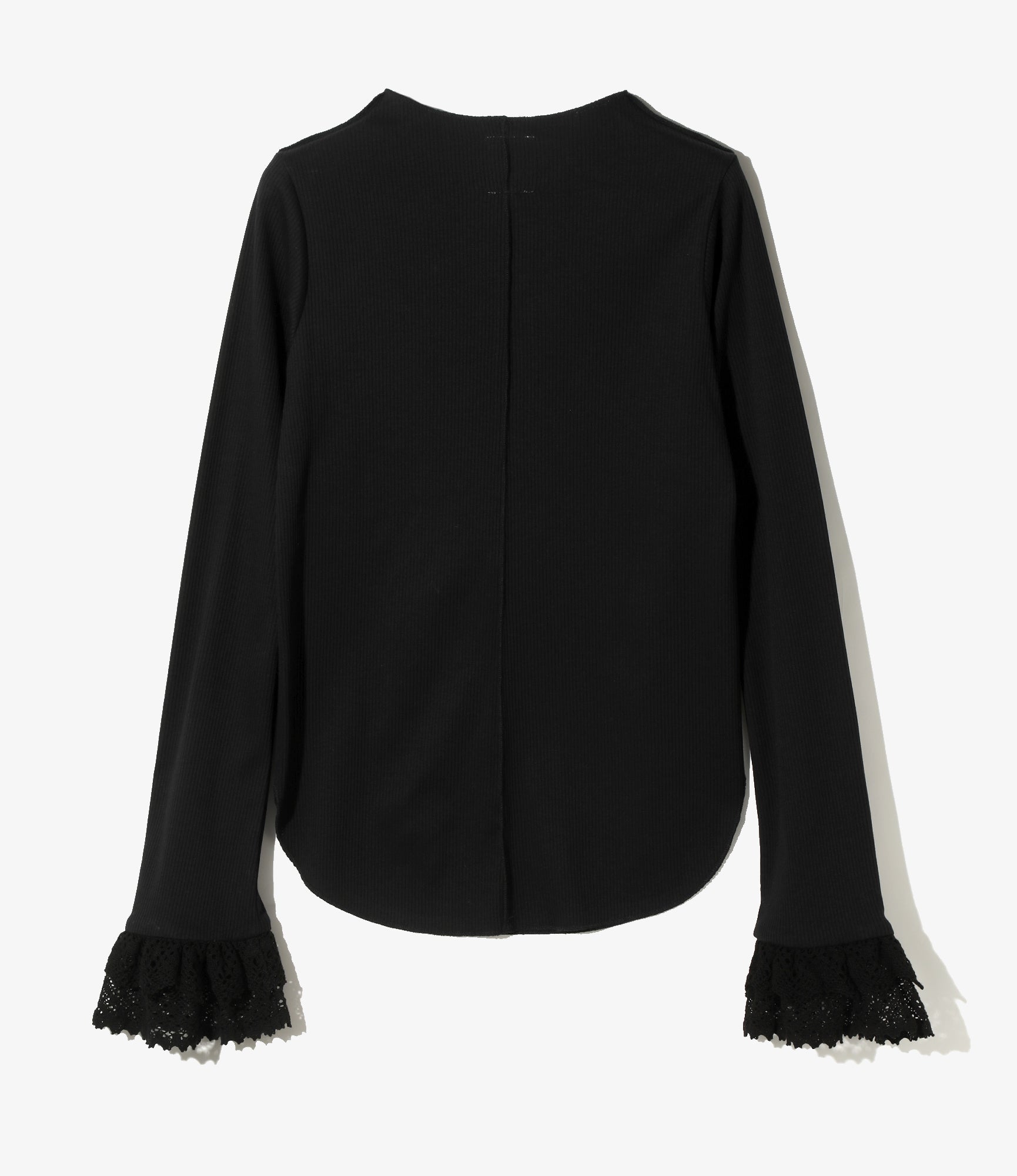 Ribbed Race Cuff Pullover Tee - Black