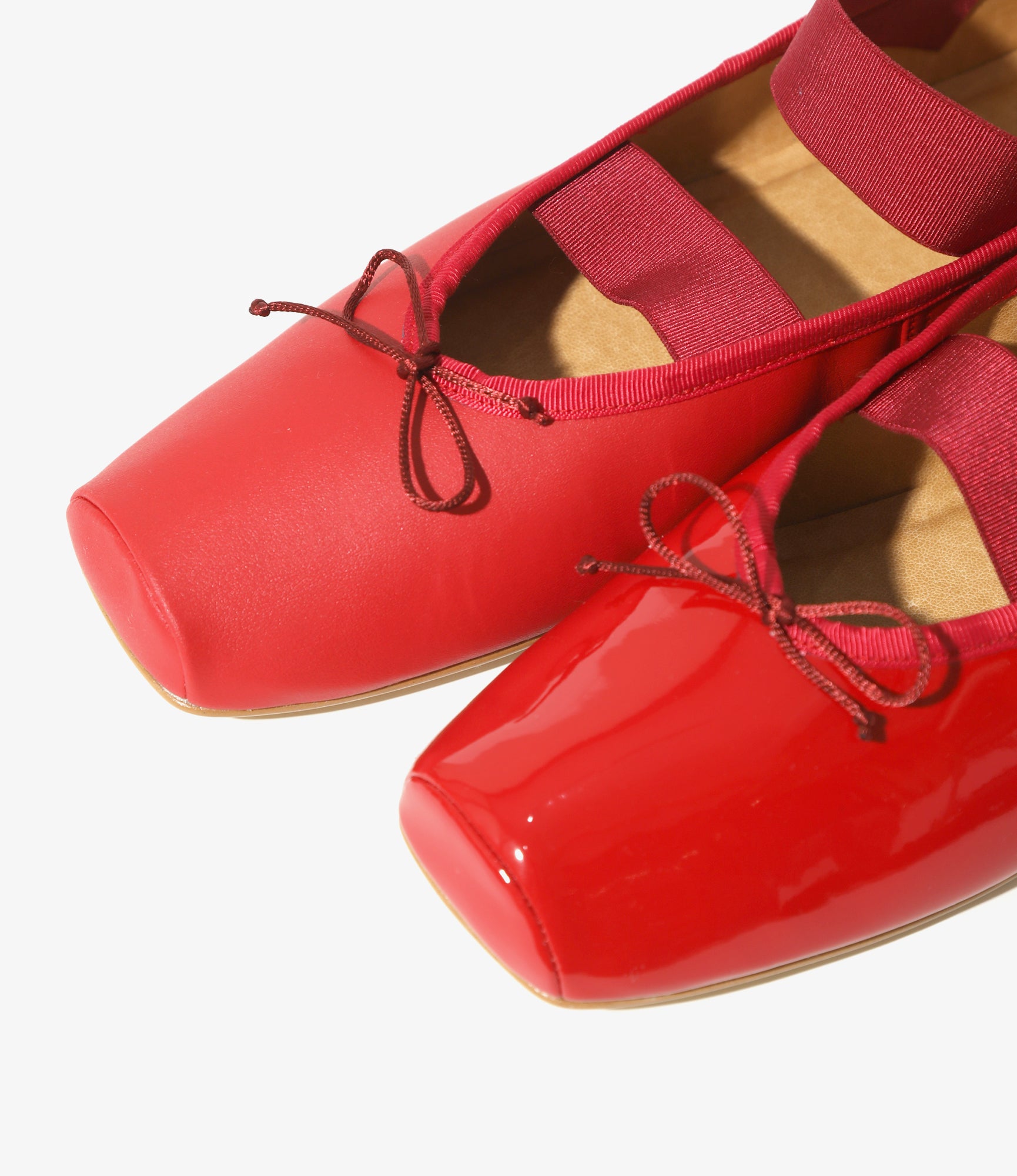 Material Combination Ballet Shoes - Red
