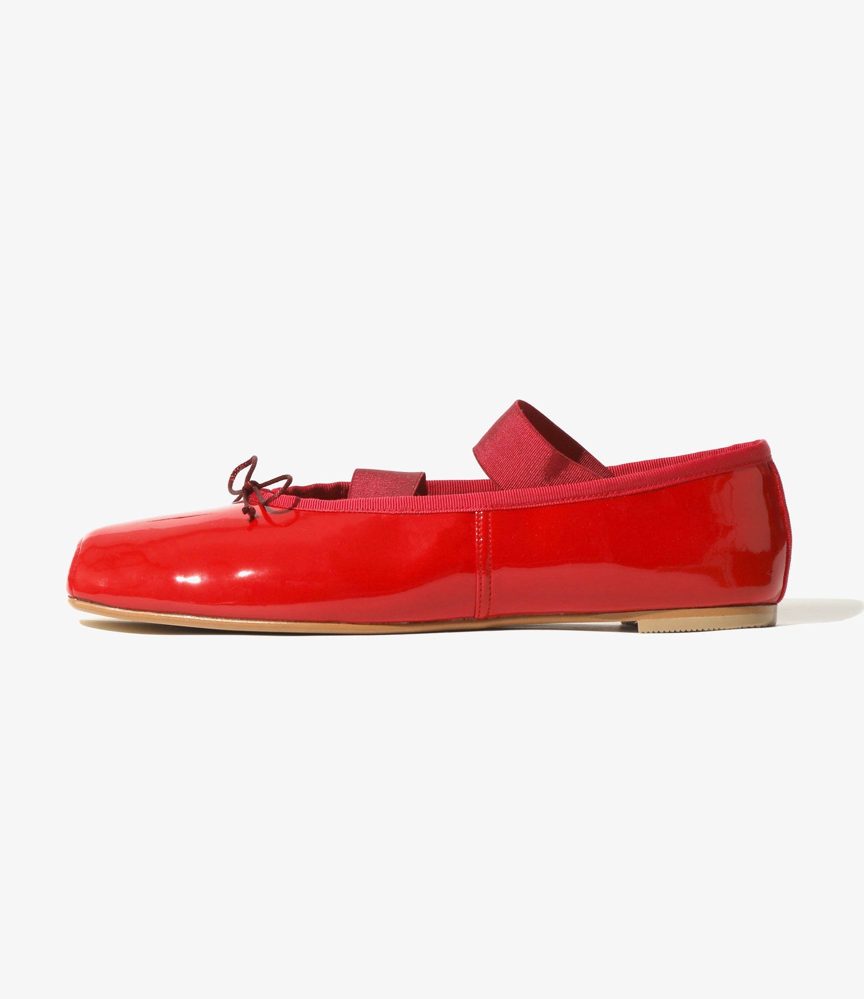 Material Combination Ballet Shoes - Red
