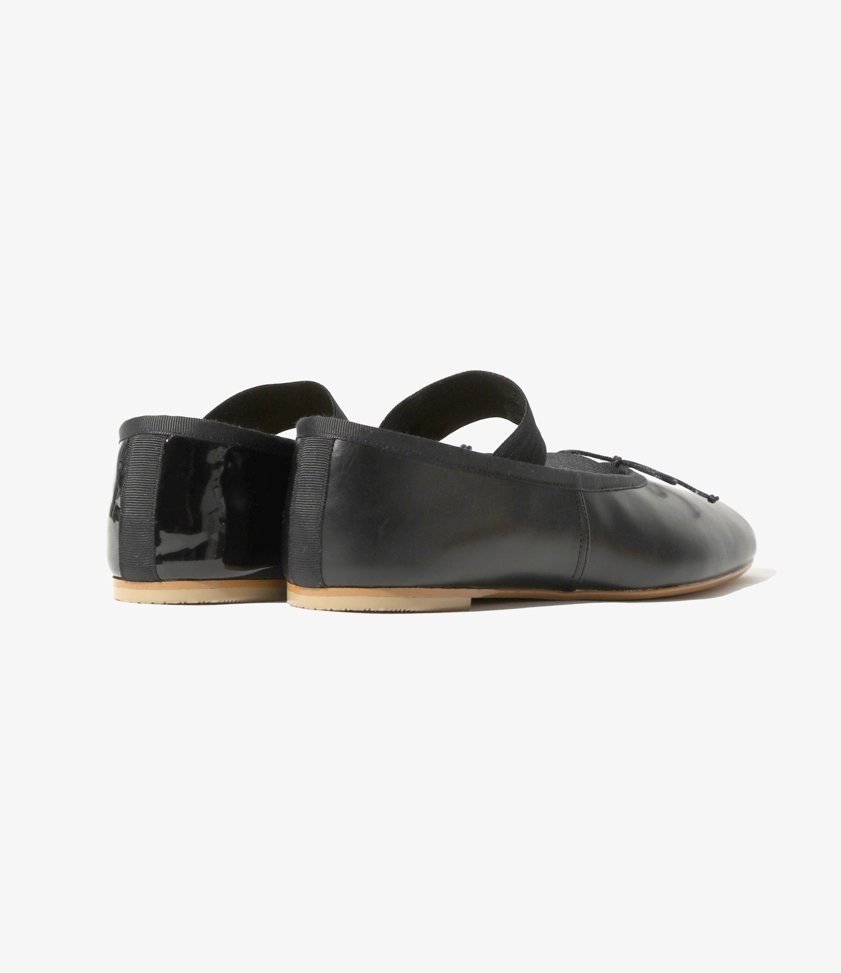 Material Combination Ballet Shoes - Black