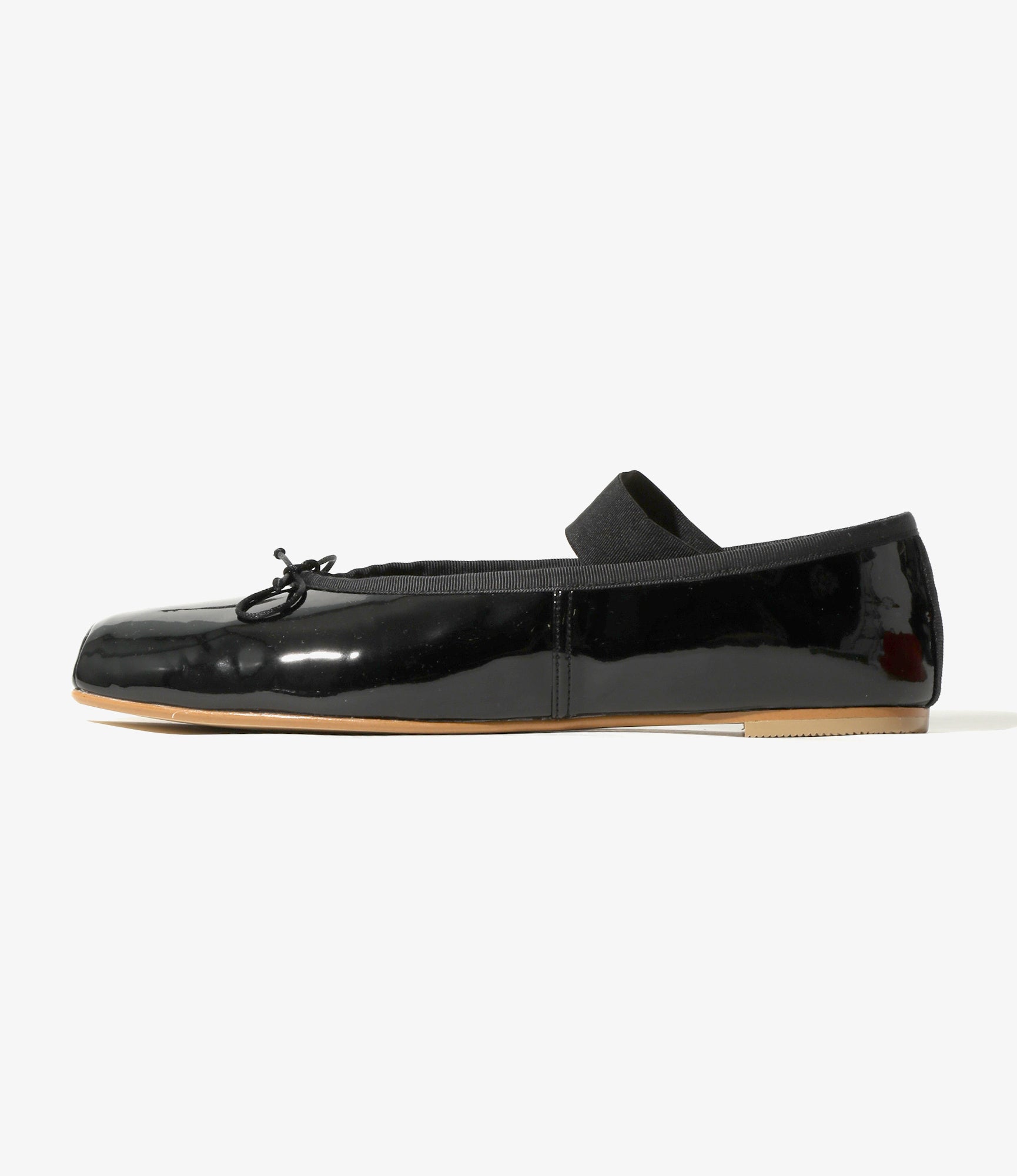 Material Combination Ballet Shoes - Black