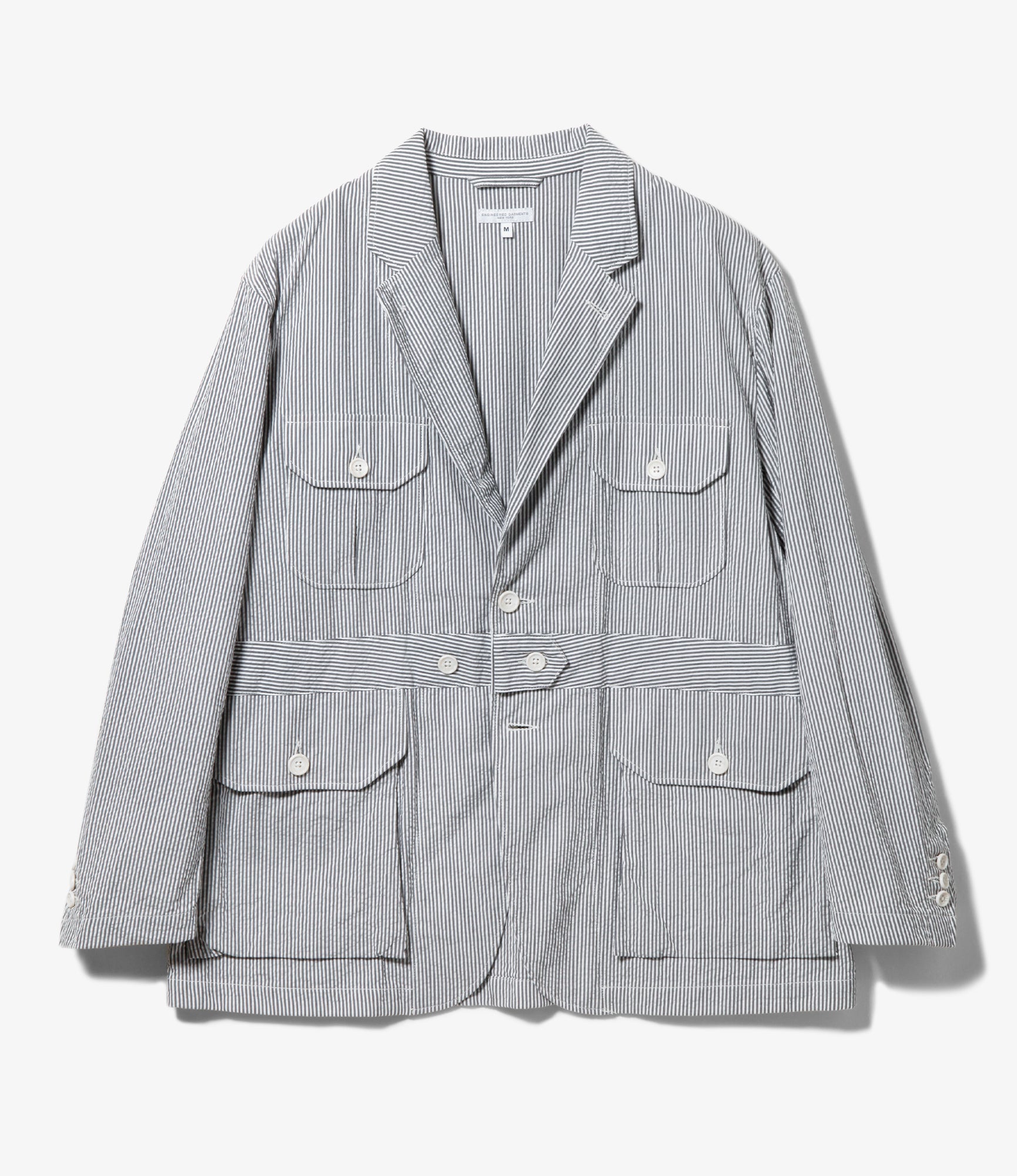 Folk Jacket - Beige Cotton Seersucker Stripe