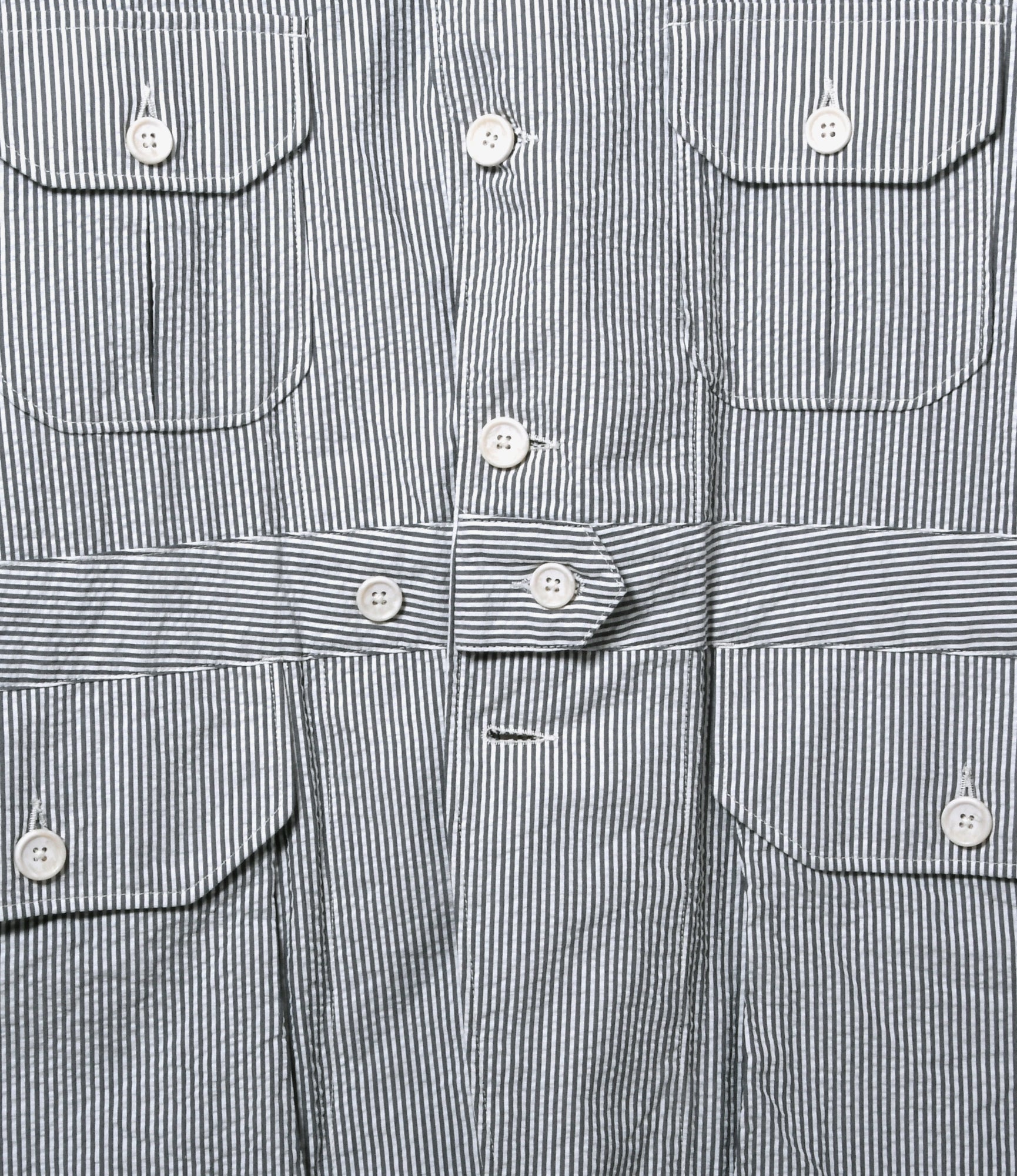 Folk Jacket - Beige Cotton Seersucker Stripe