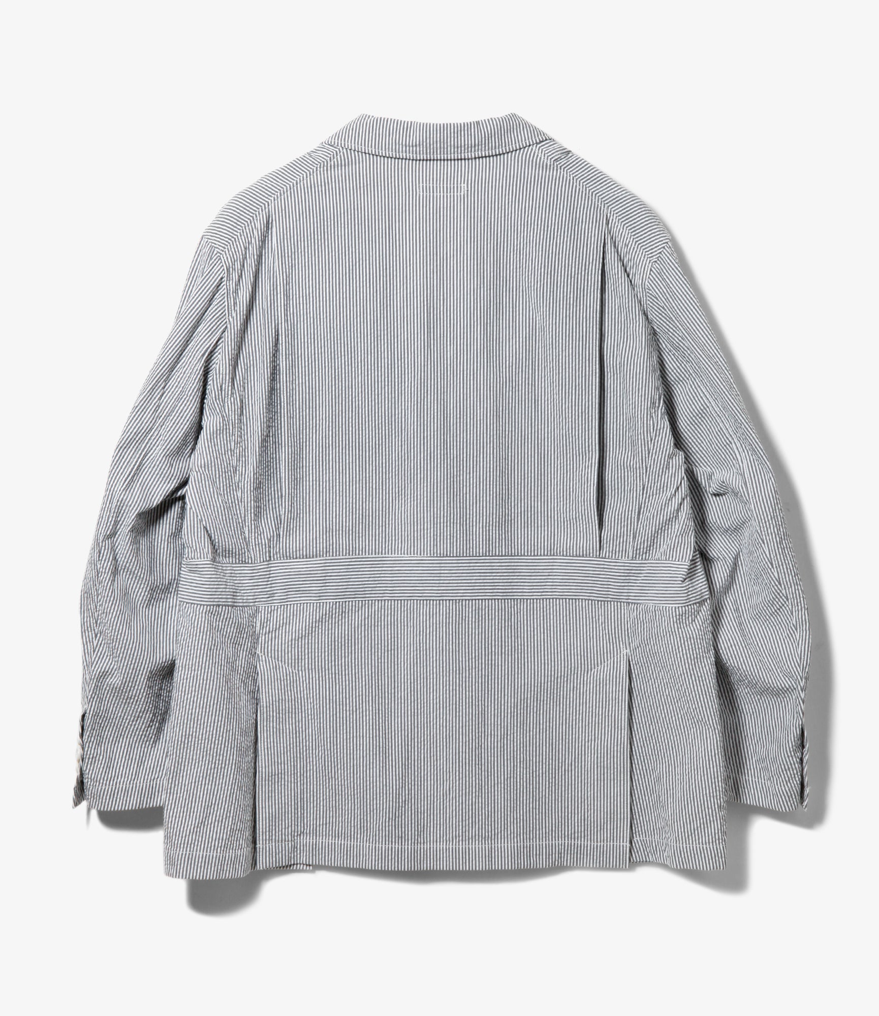 Folk Jacket - Beige Cotton Seersucker Stripe