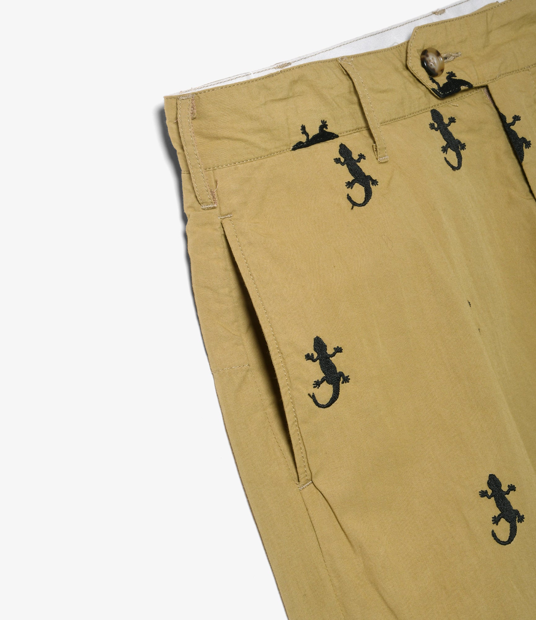 Carlyle Pant - Khaki Gecko Embroidery
