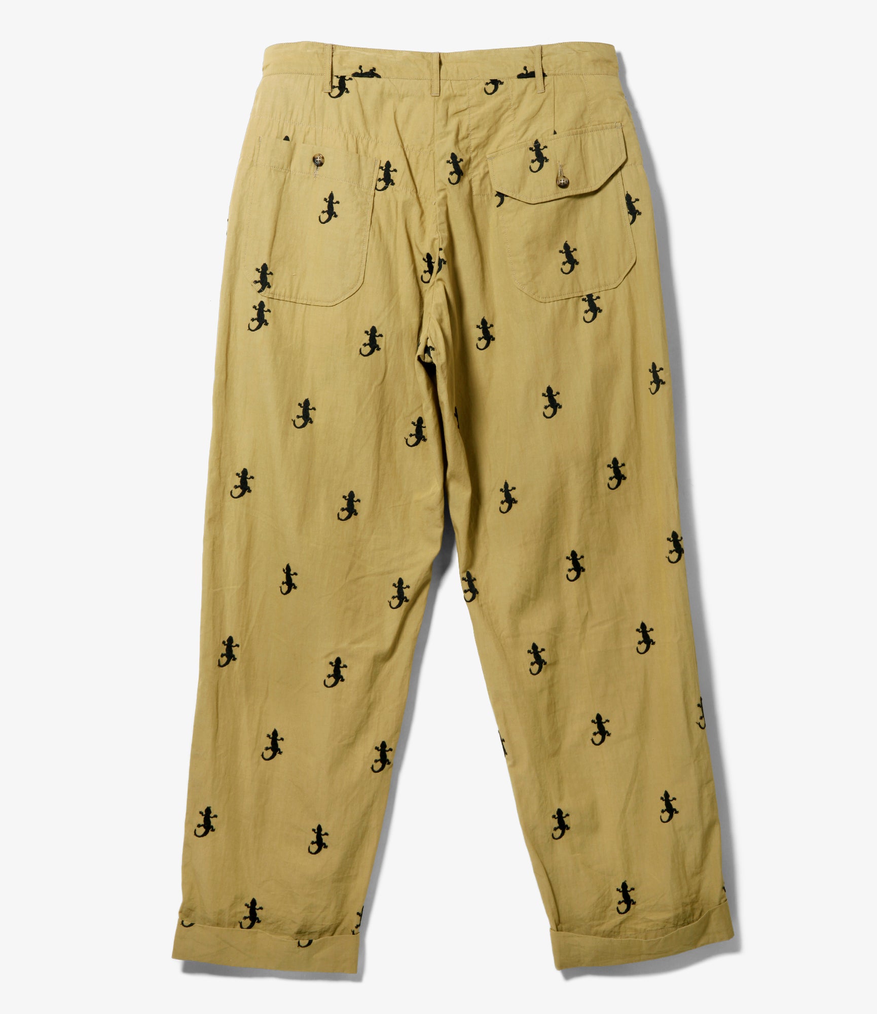 Carlyle Pant - Khaki Gecko Embroidery
