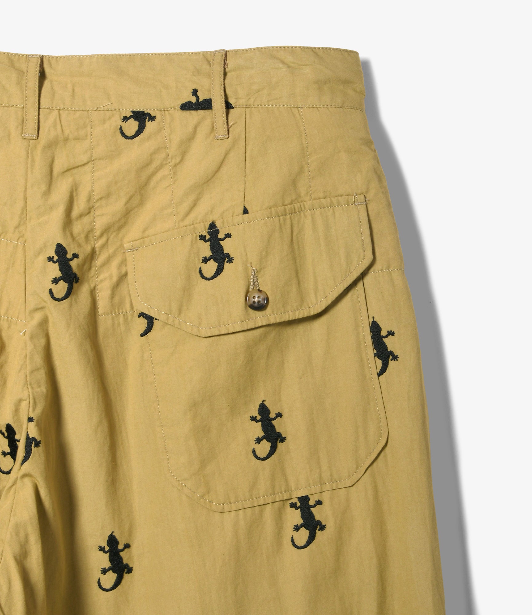 Carlyle Pant - Khaki Gecko Embroidery