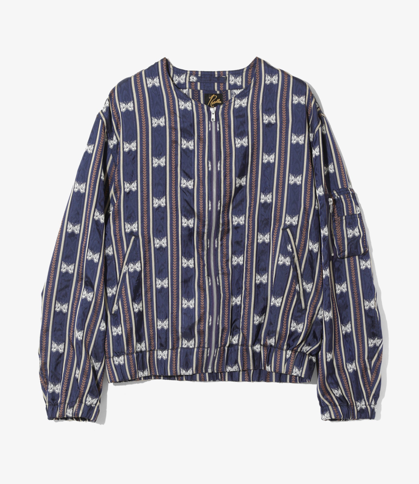 Needles Line Crew Jacket - Navy - Papillon Stripe Jacquard