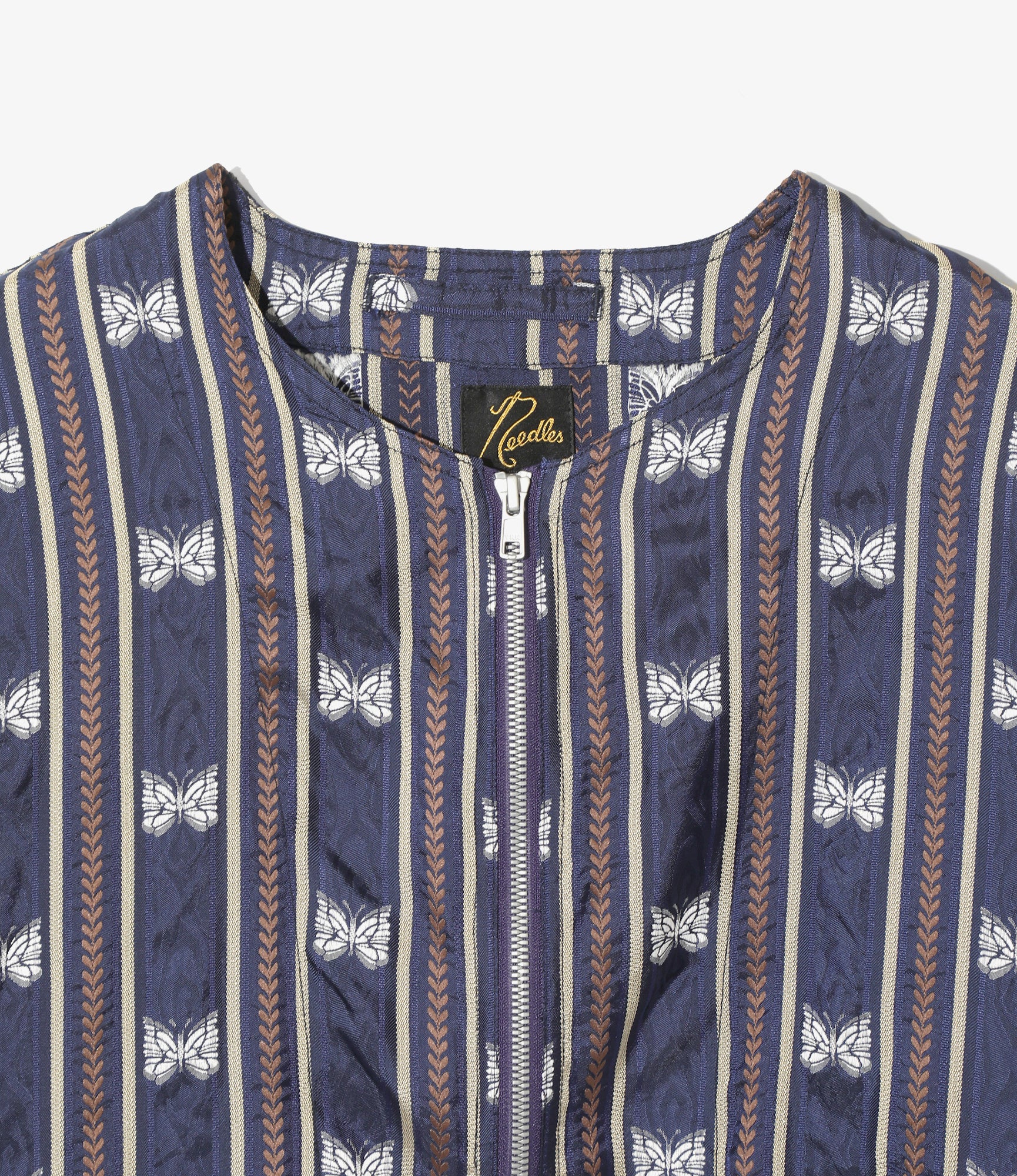 Needles Line Crew Jacket - Navy - Papillon Stripe Jacquard