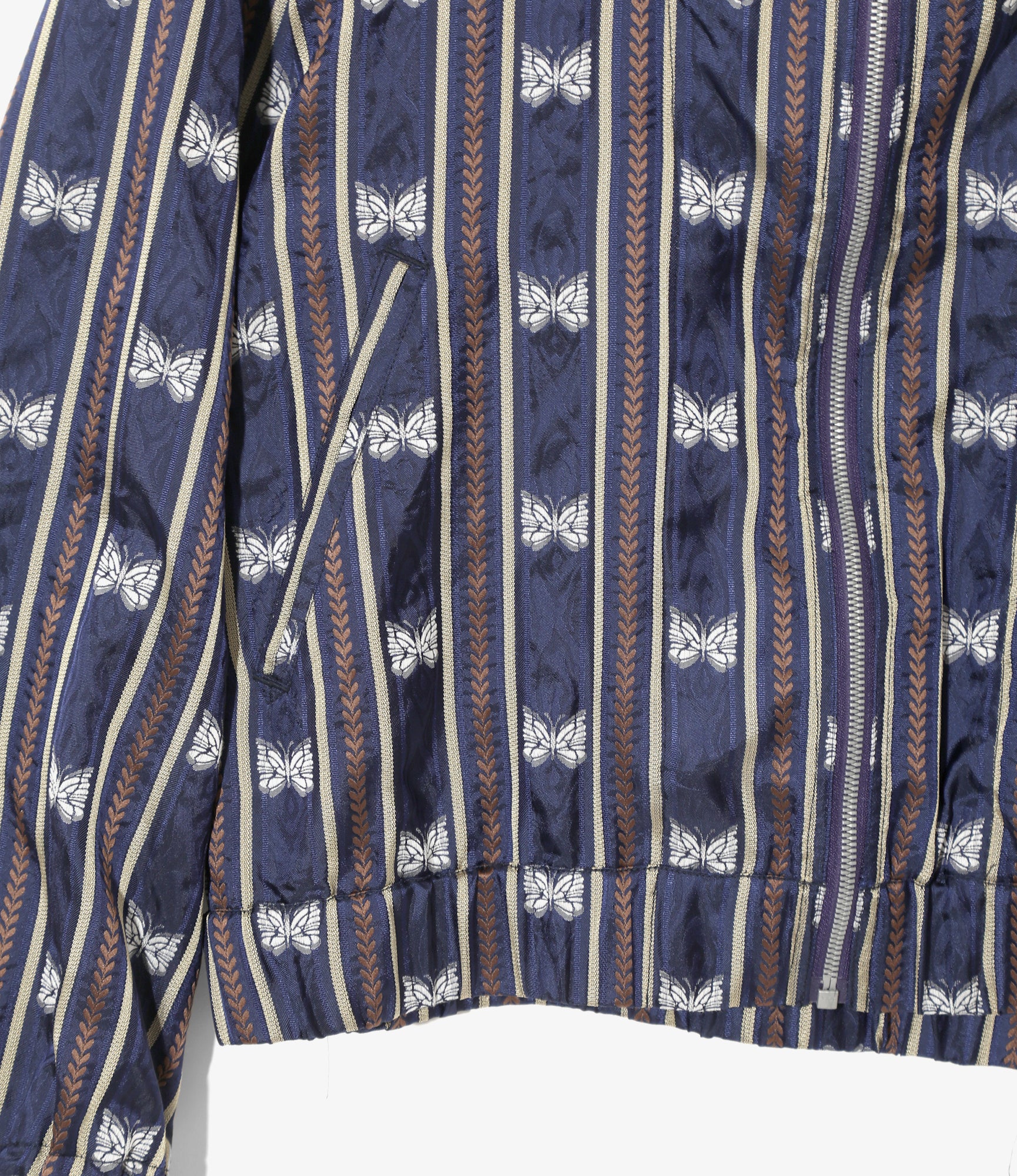 Needles Line Crew Jacket - Navy - Papillon Stripe Jacquard