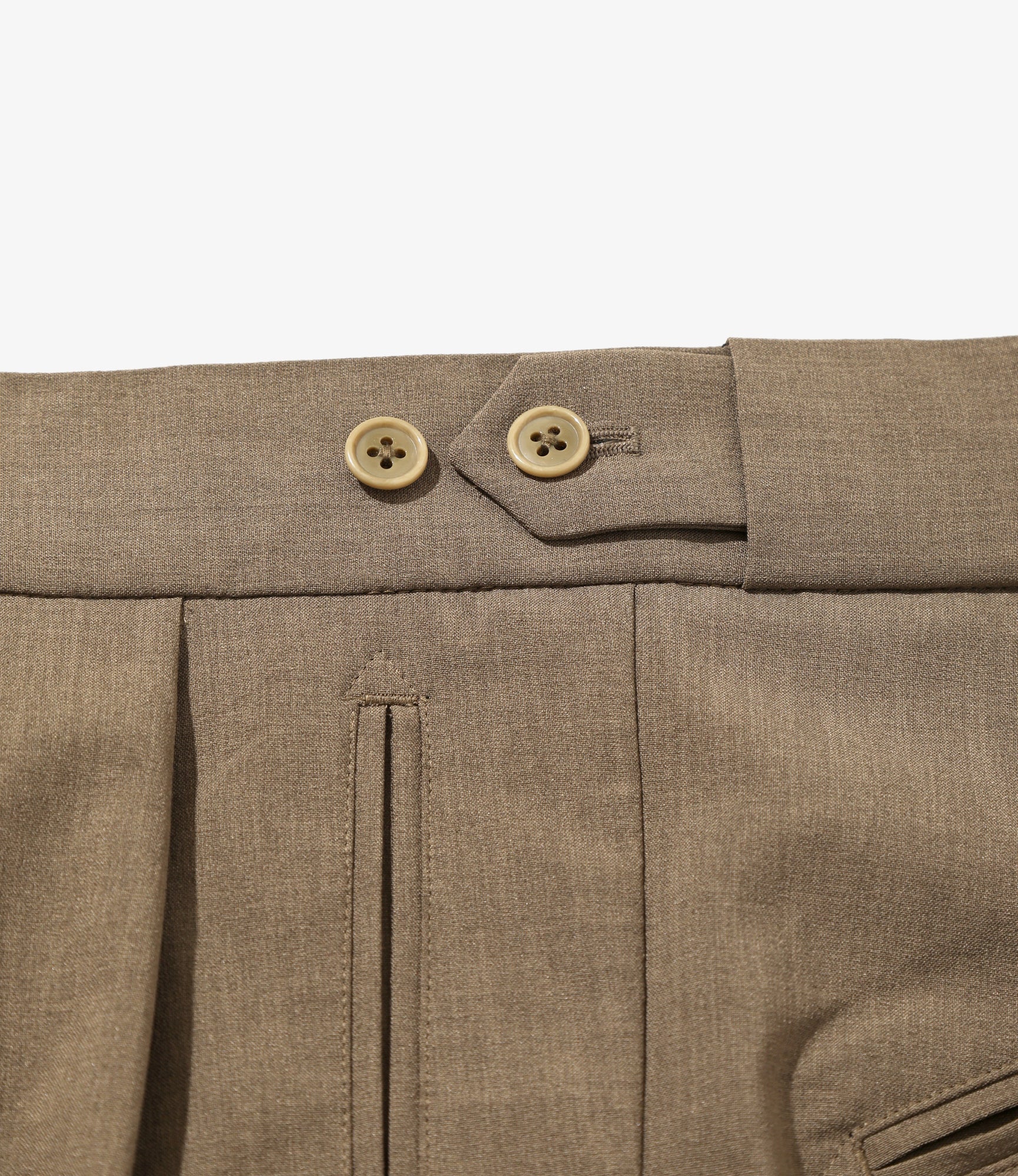 Tucked Side Tab Trouser - Brown - Poly Cloth