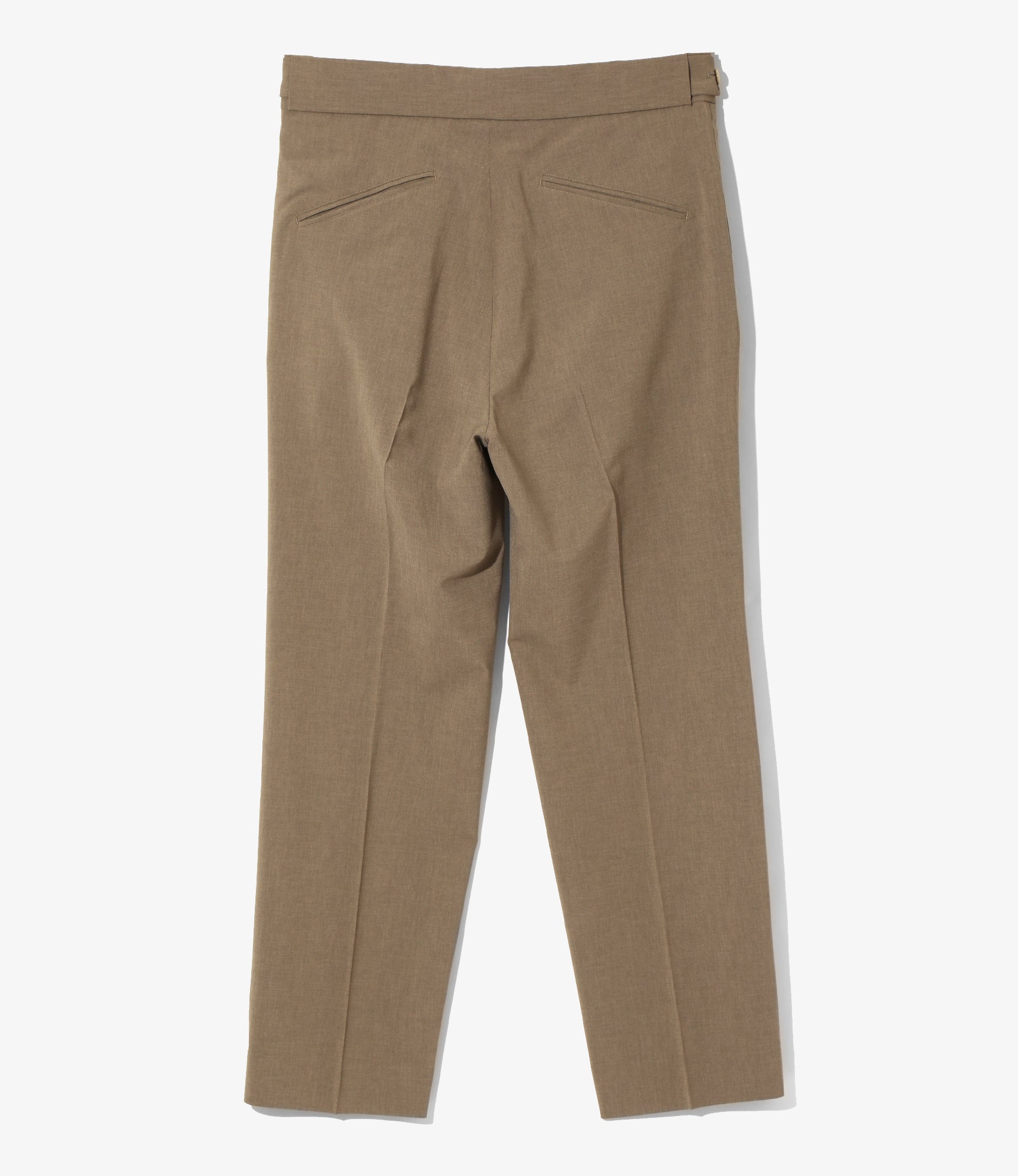 Tucked Side Tab Trouser - Brown - Poly Cloth
