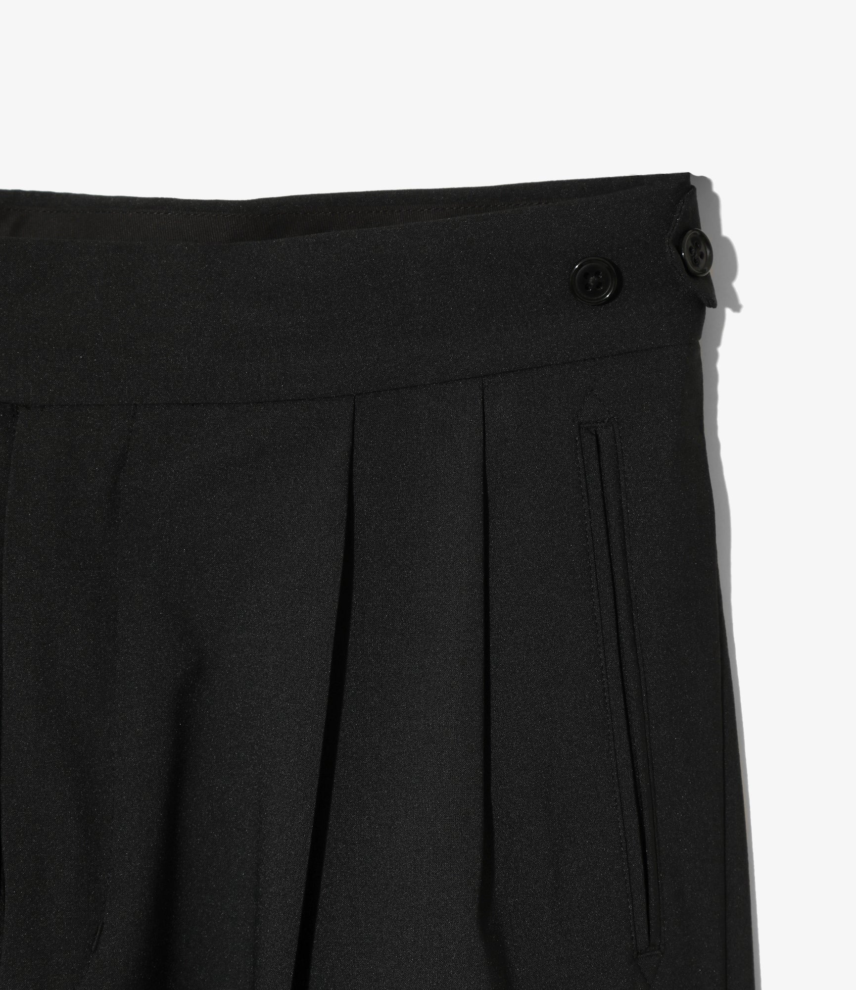Tucked Side Tab Trouser - Black - Poly Cloth