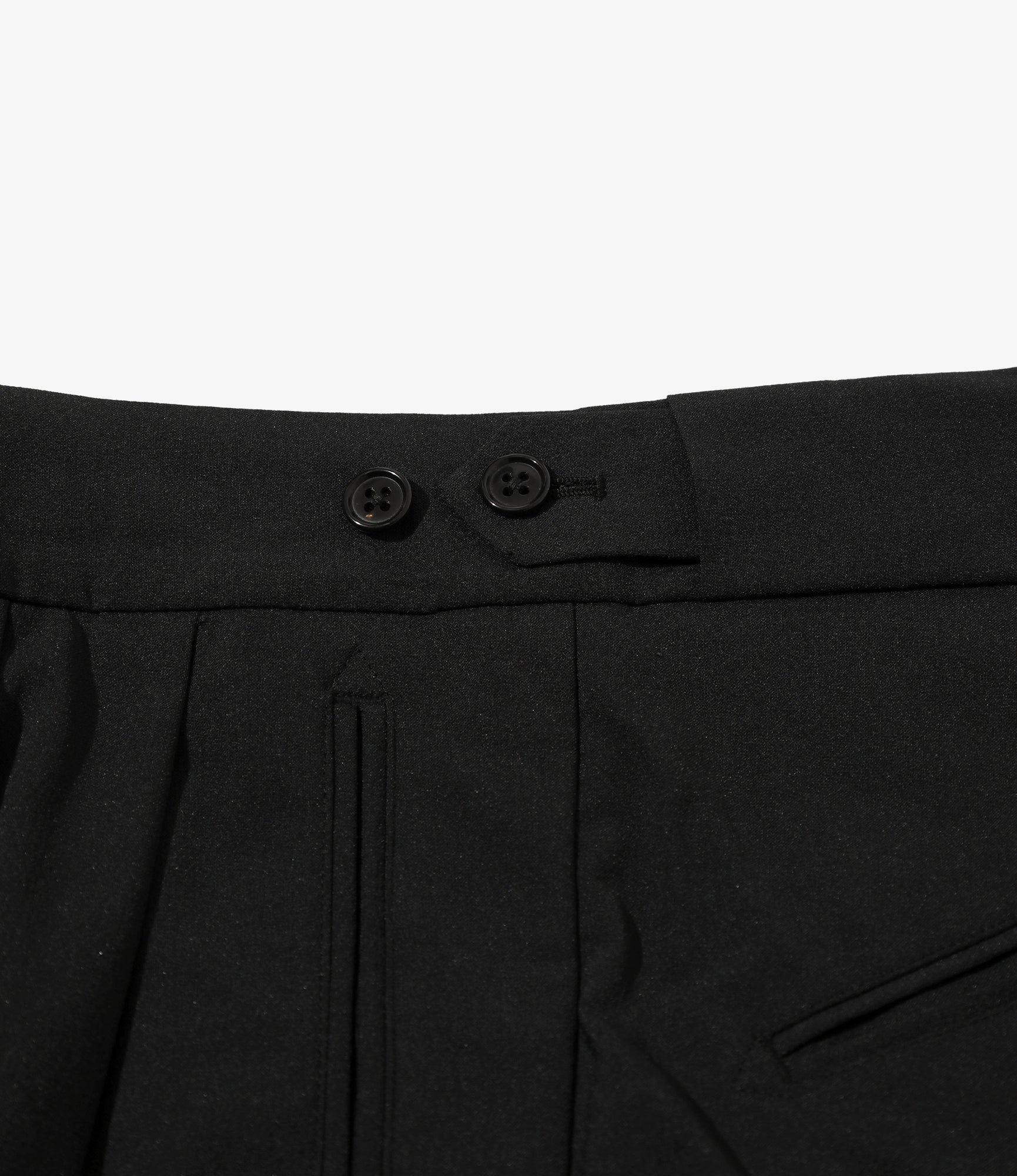 Tucked Side Tab Trouser - Black - Poly Cloth