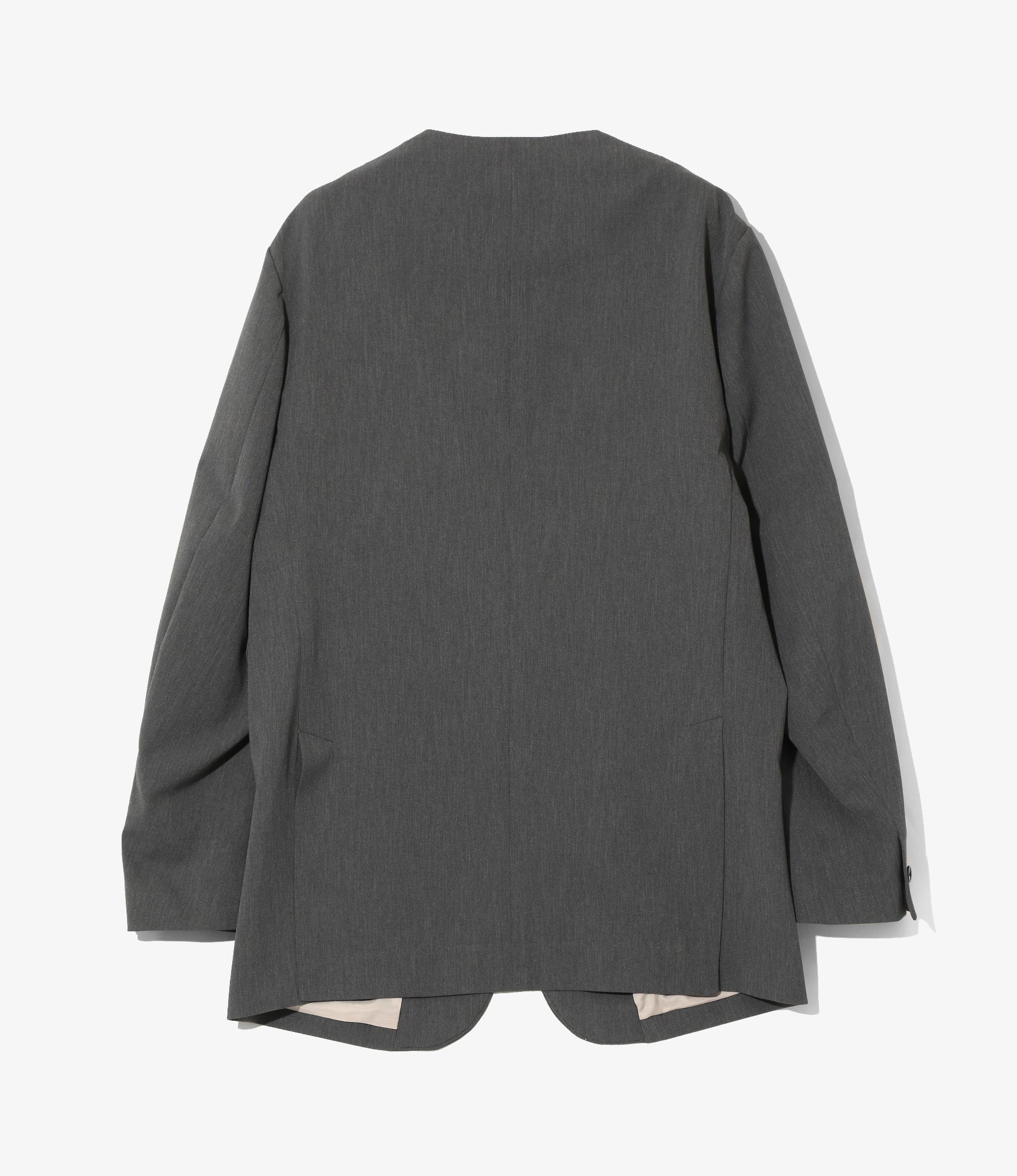 No Collar 2B Jacket - Grey - Poly Twill