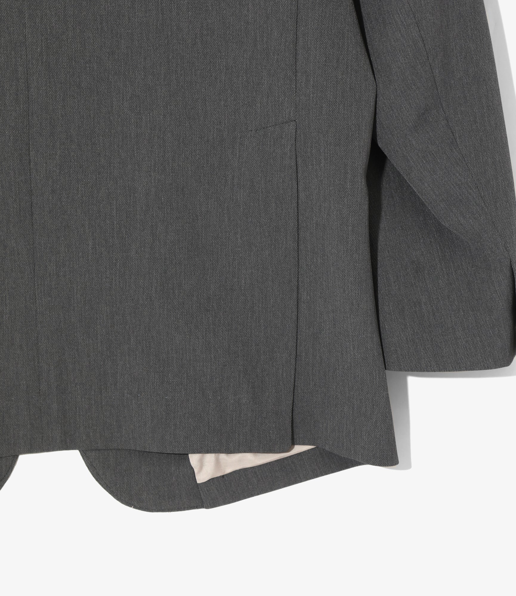 No Collar 2B Jacket - Grey - Poly Twill