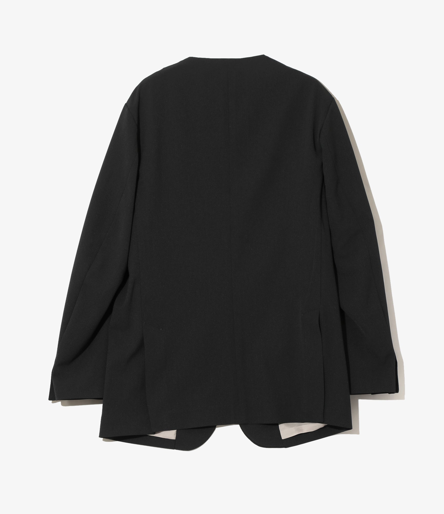 No Collar 2B Jacket - Black - Poly Twill