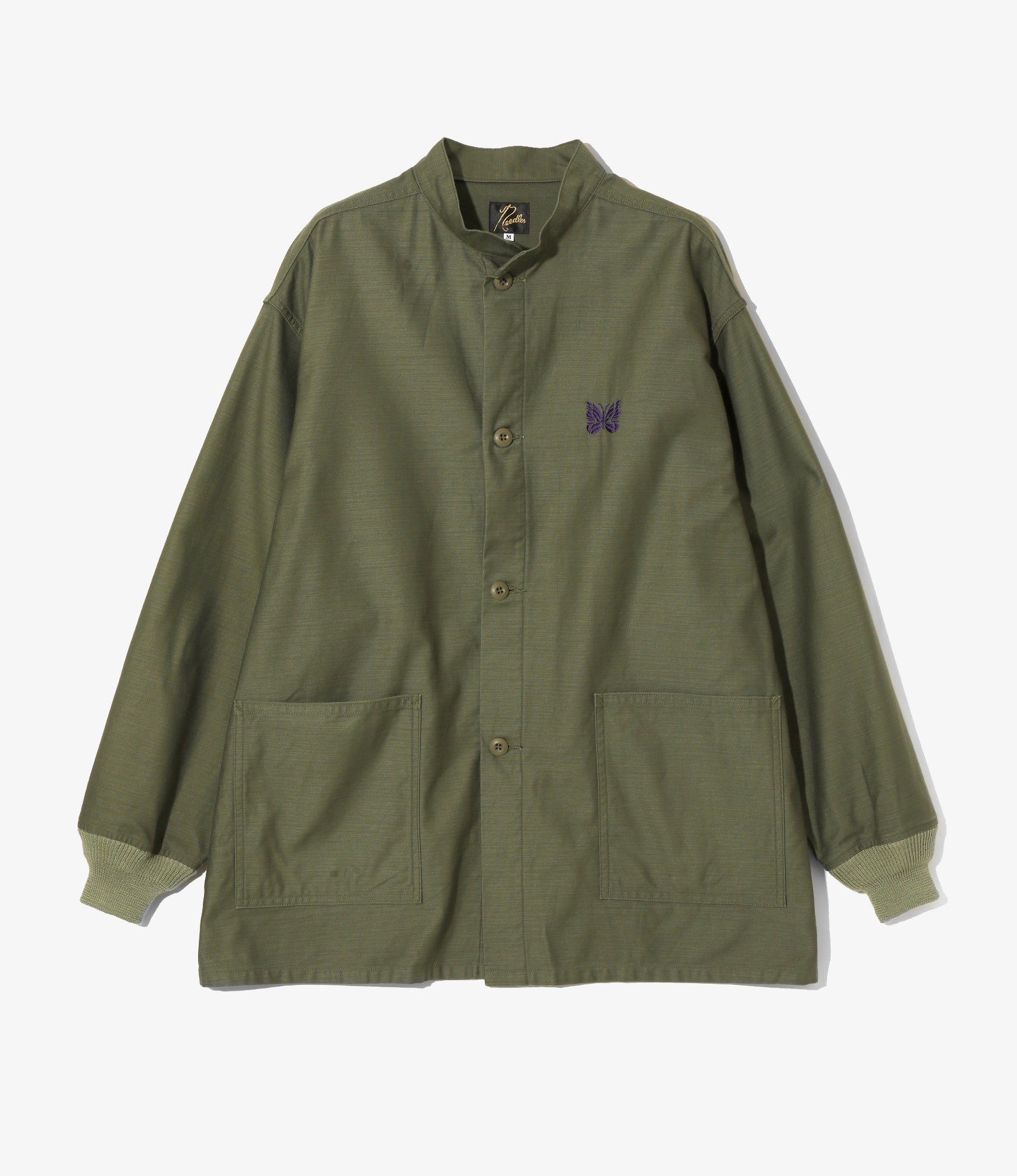 Stand Collar Army Shirt - Olive - Back Sateen