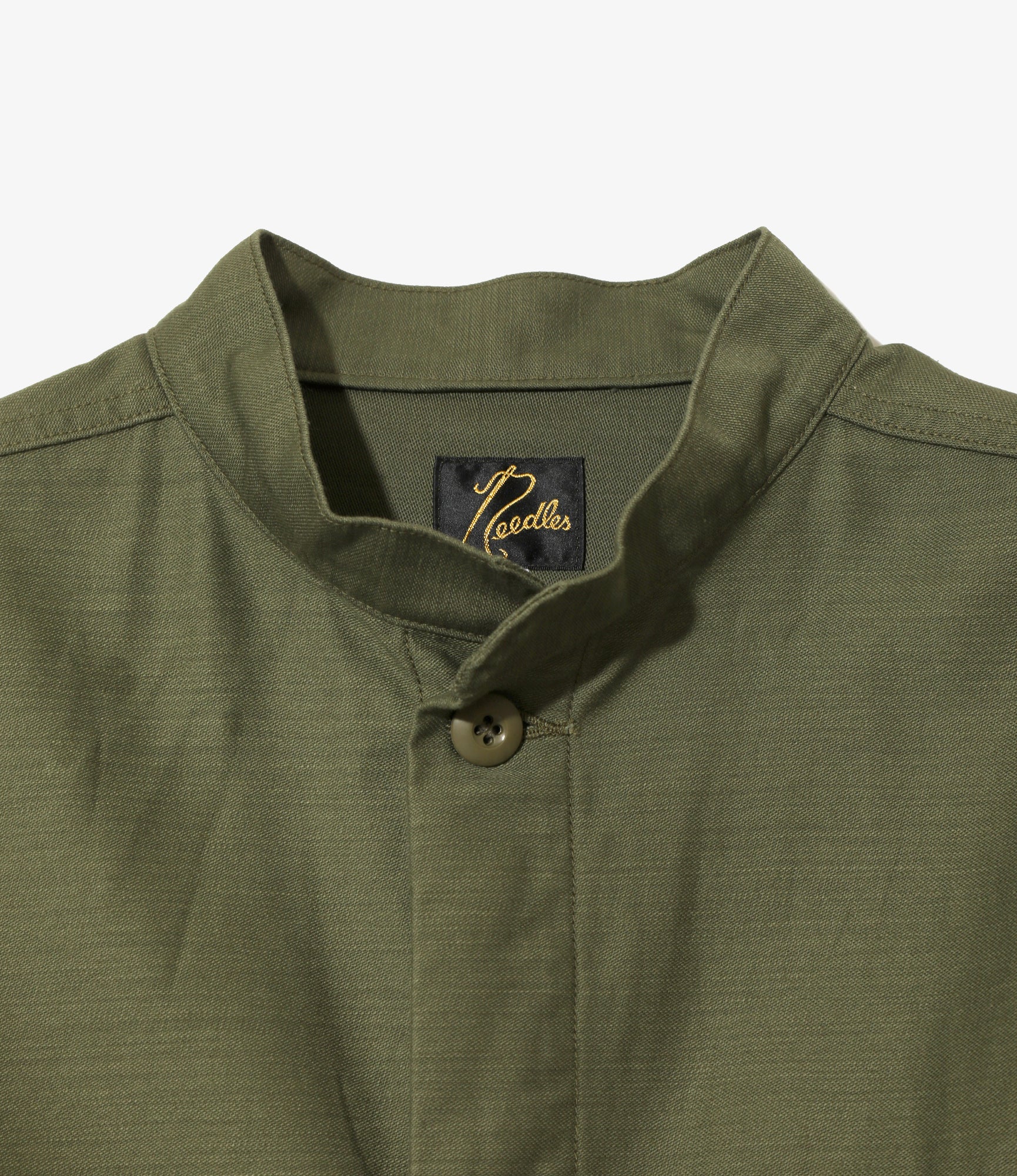 Stand Collar Army Shirt - Olive - Back Sateen