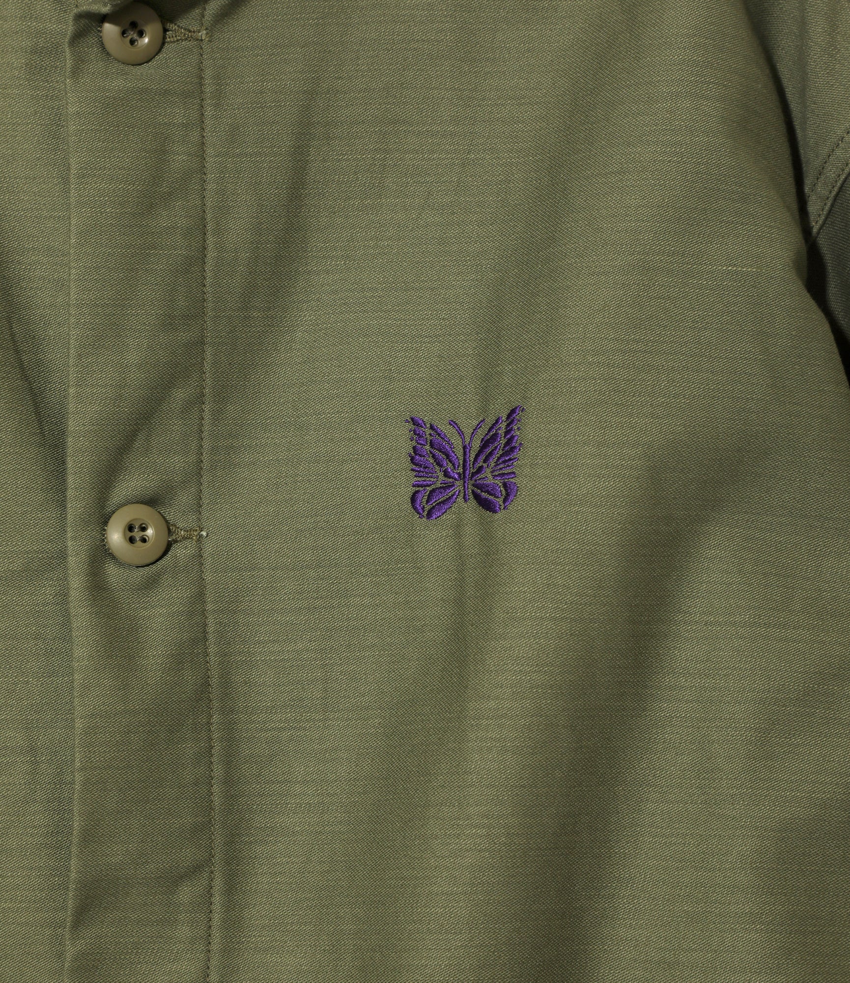 Stand Collar Army Shirt - Olive - Back Sateen