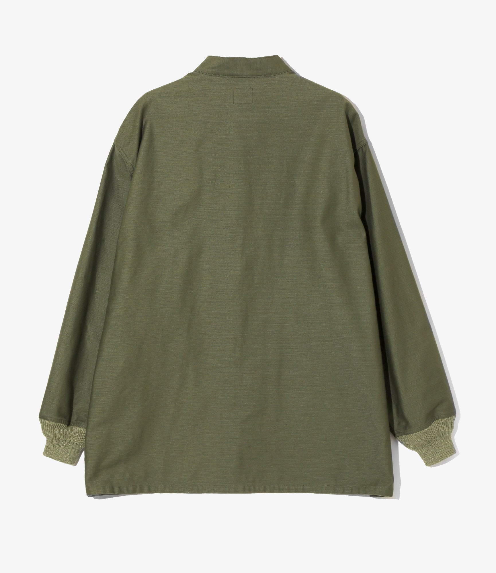 Stand Collar Army Shirt - Olive - Back Sateen