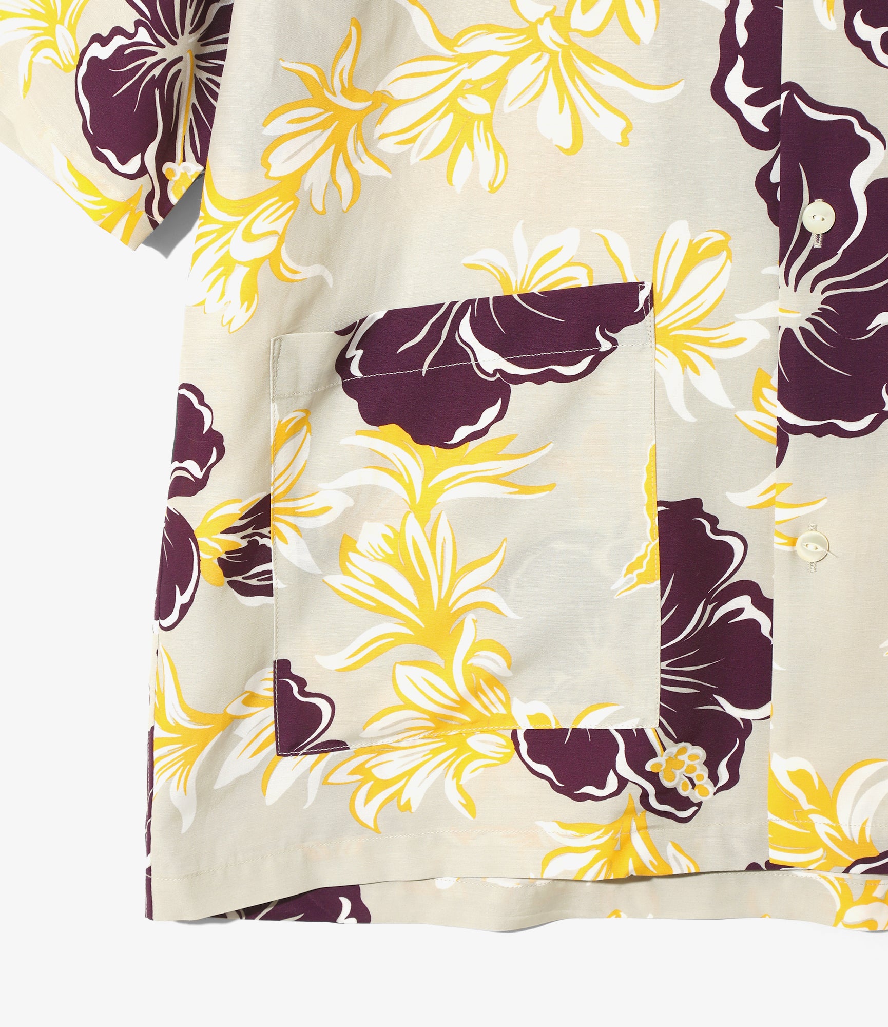 Cabana Shirt - Ivory - C/R Printed Flower & Papillon