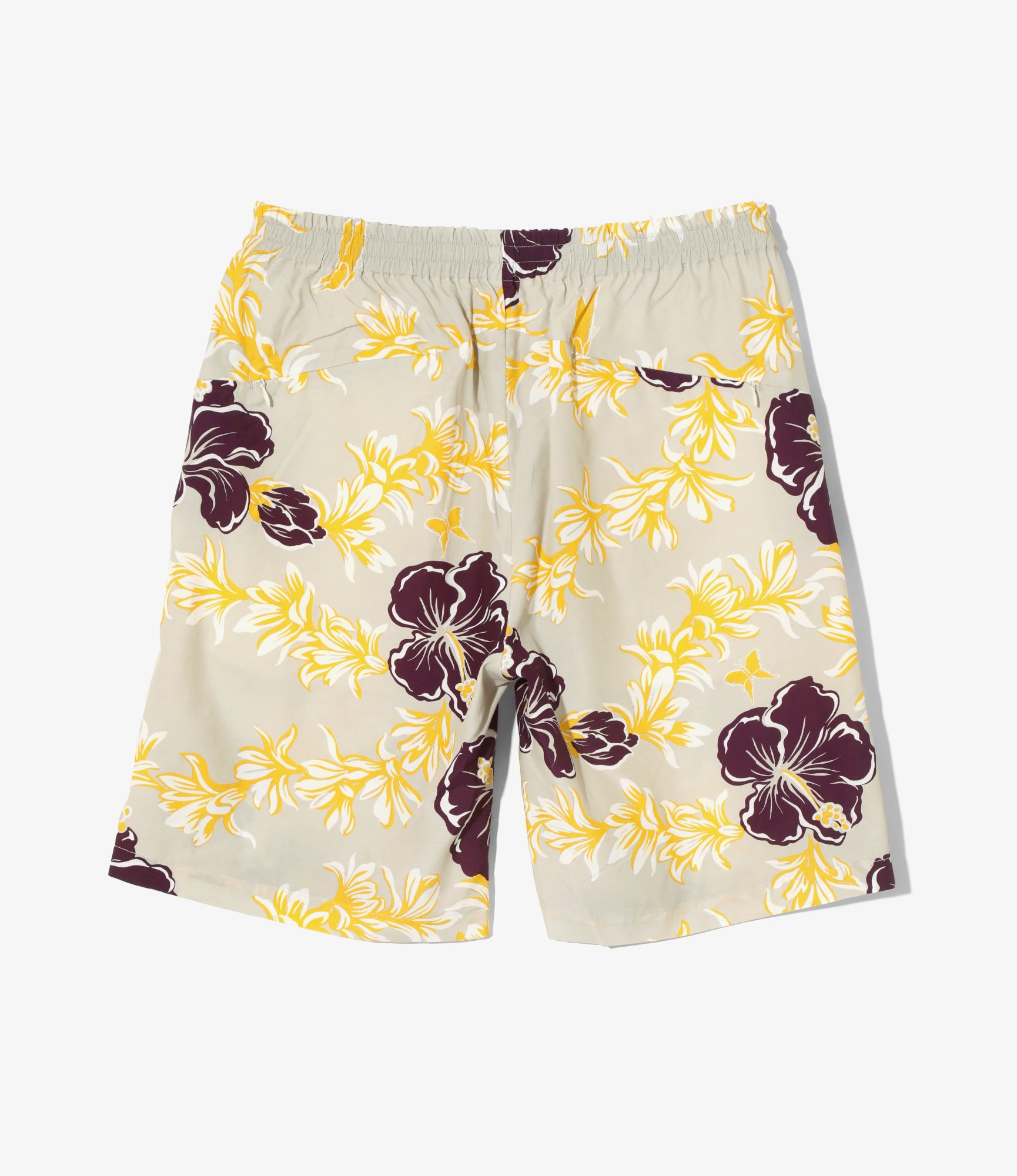 Basketball Short - Ivory - C/R Printed Flower & Papillon