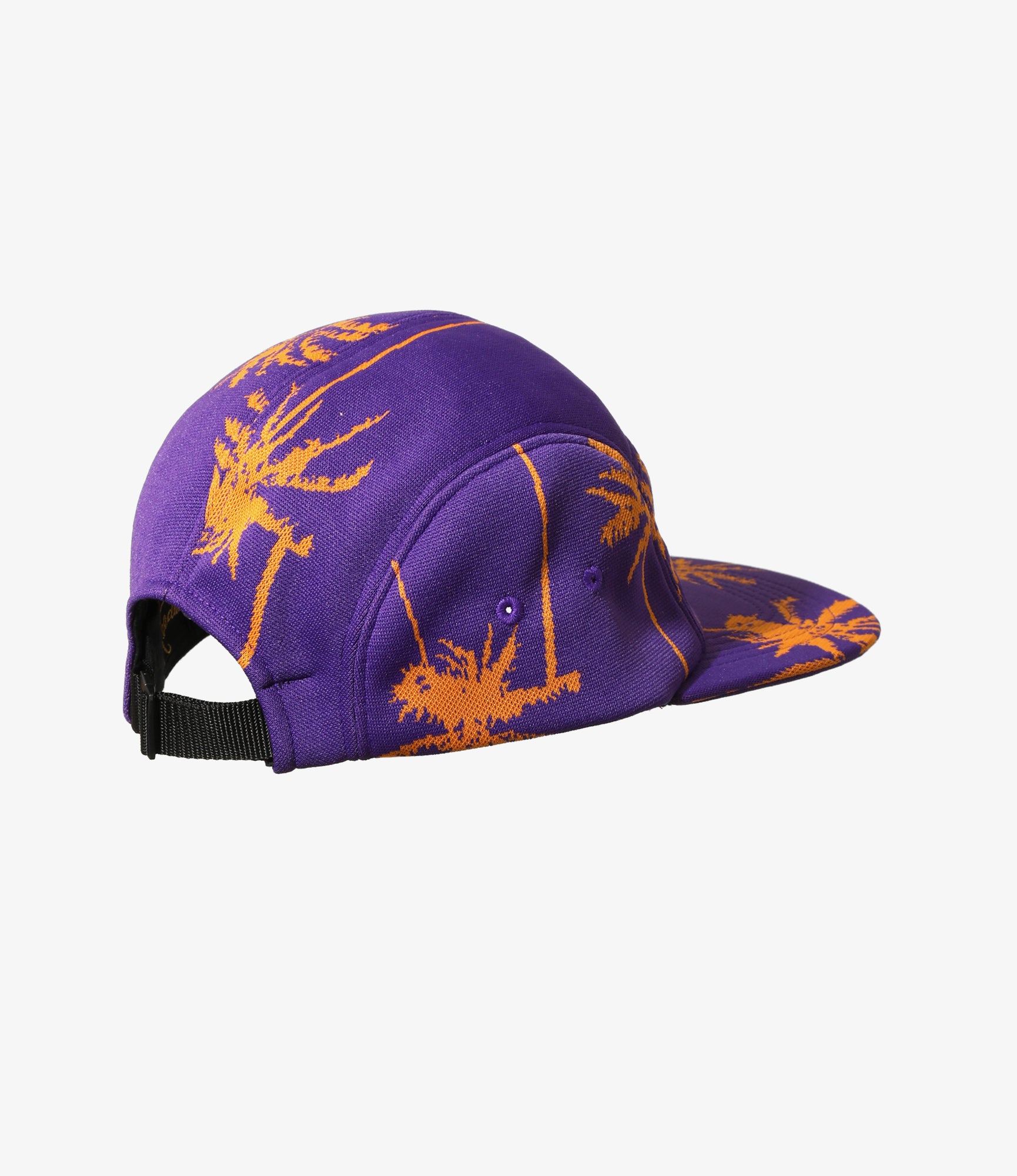 5 Panel Cap - Purple/Orange - Poly Jq. Palm Tree Stripe