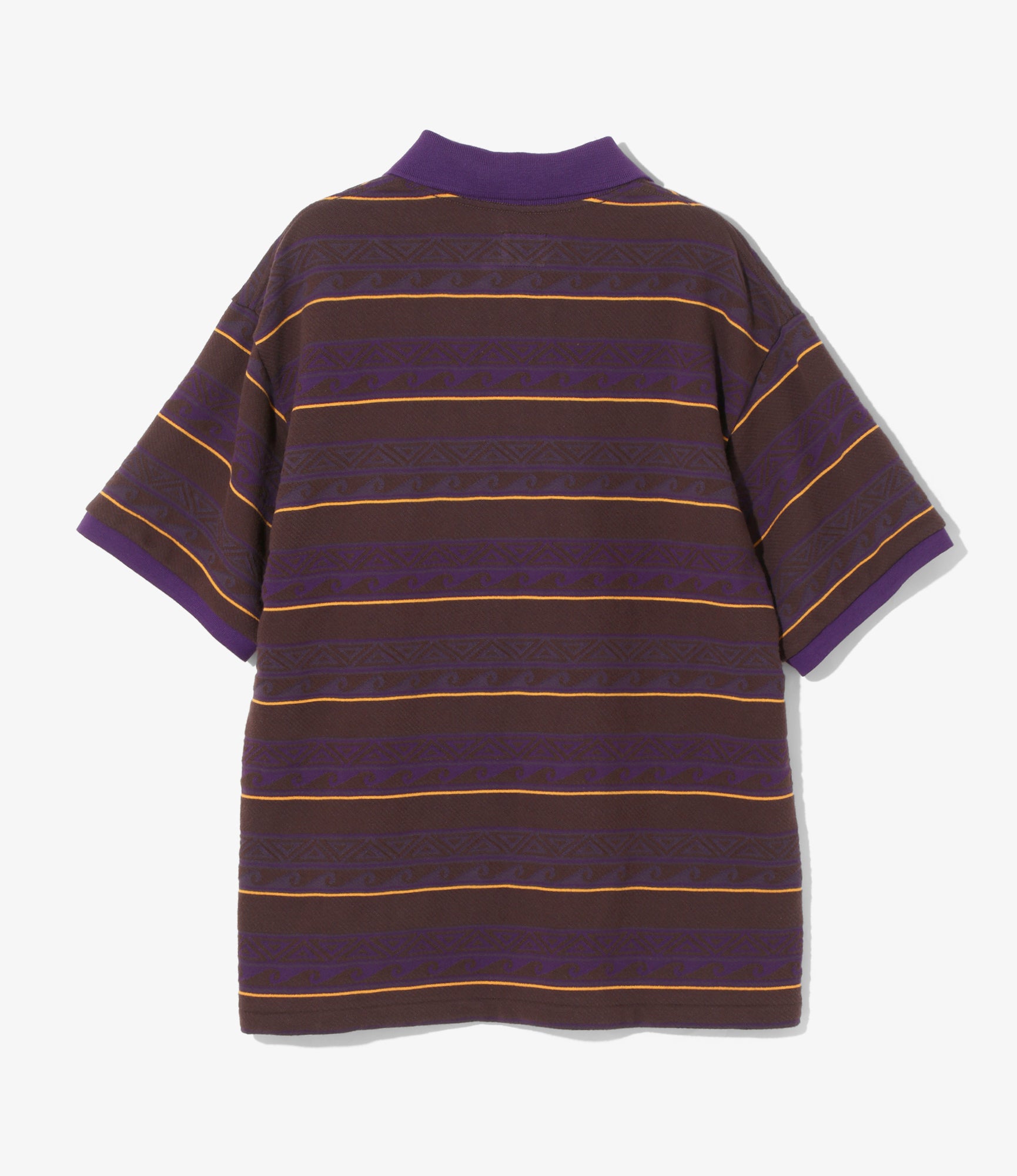 S/S Polo - Brown/Purple - Cotton Jacquard Jersey