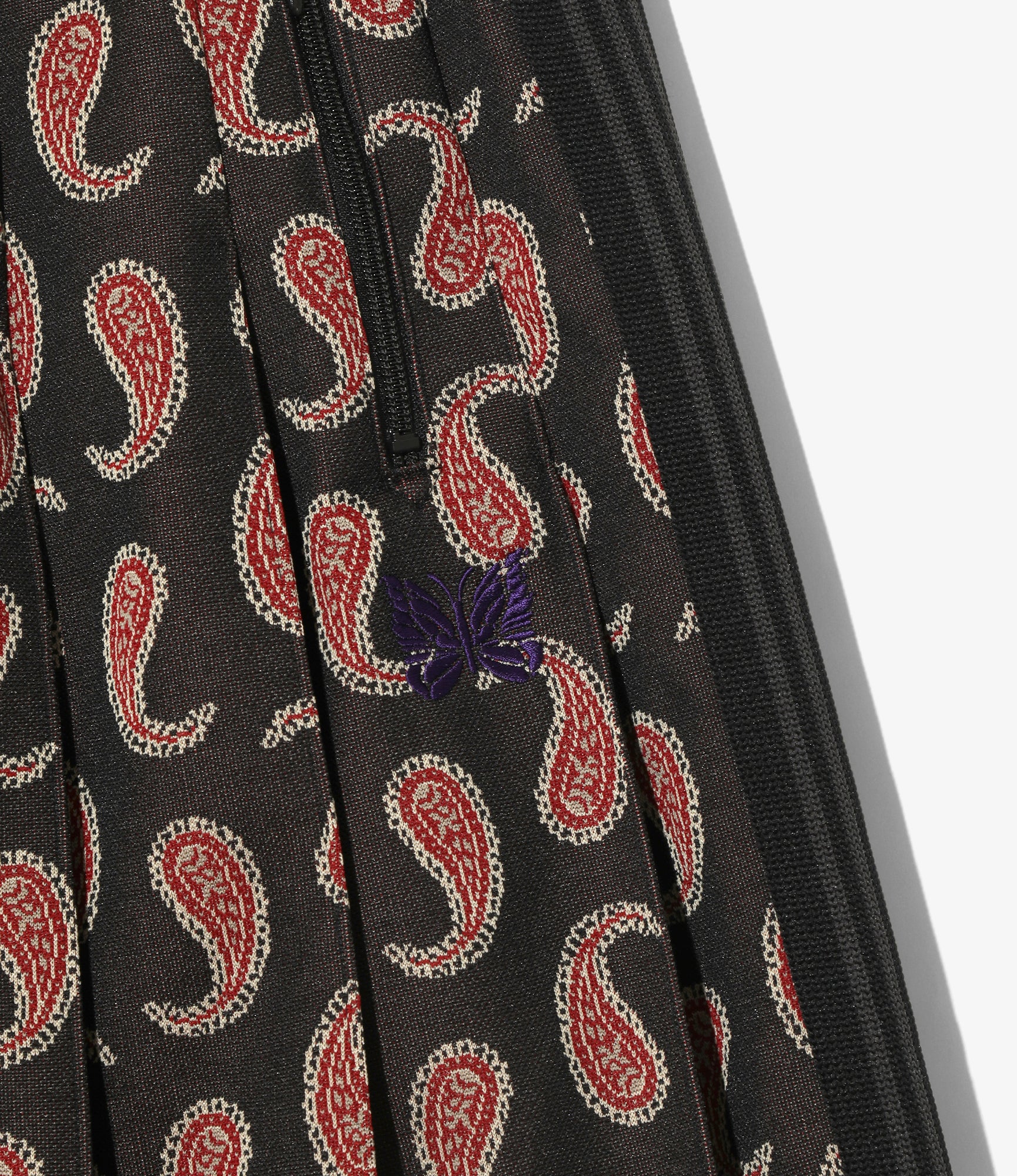 Pleated Track Skirt - Paisley - Poly Jacquard
